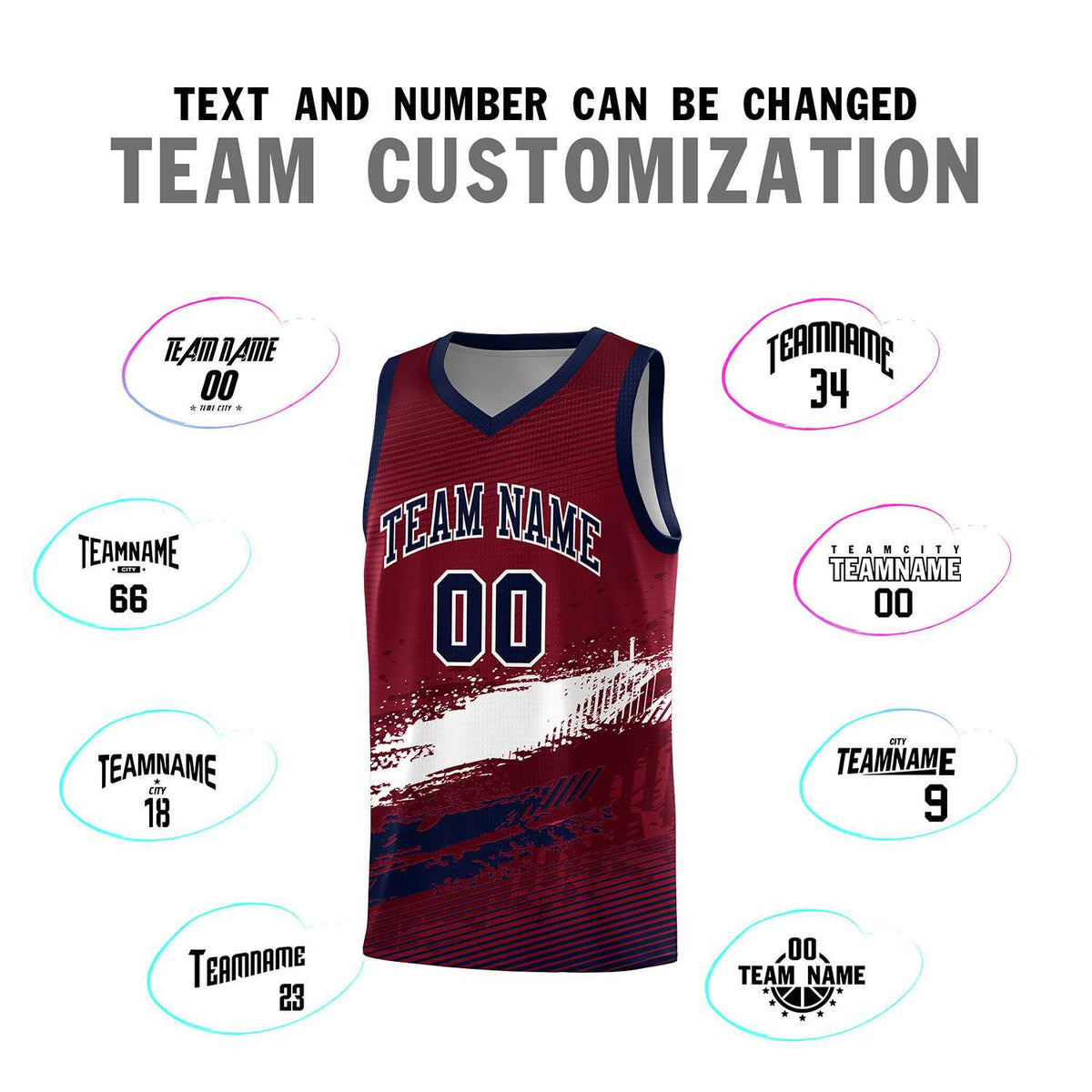 Custom Crimson White and Navy Graffiti Pattern Sports Uniform Basketball Jersey