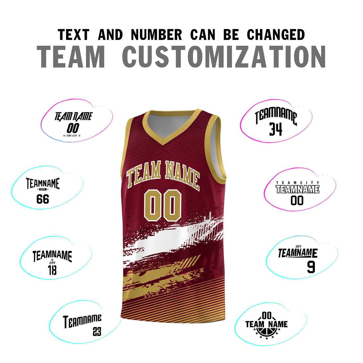 Custom Crimson White and Khaki Graffiti Pattern Sports Uniform Basketball Jersey