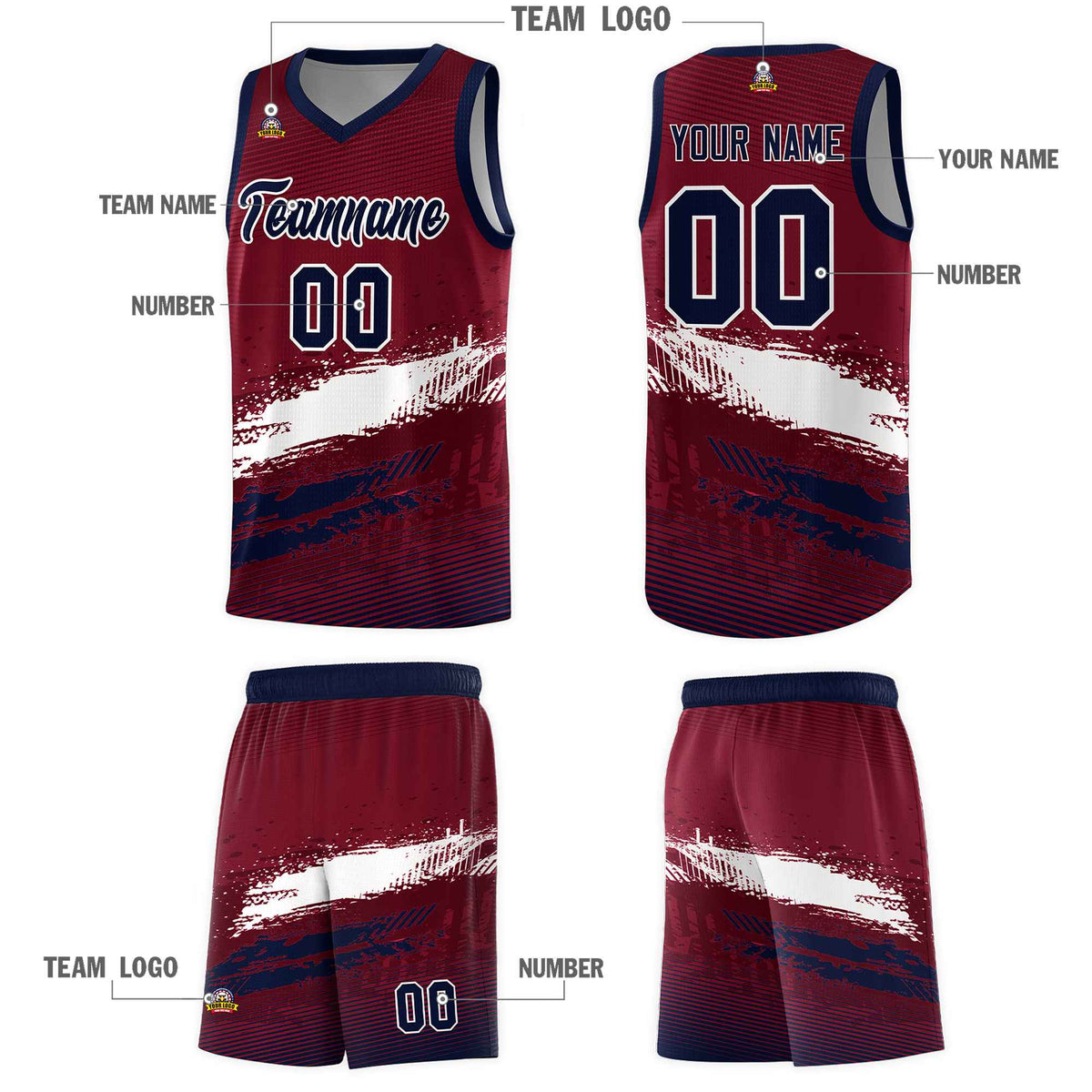 Custom Crimson White and Navy Graffiti Pattern Sports Uniform Basketball Jersey