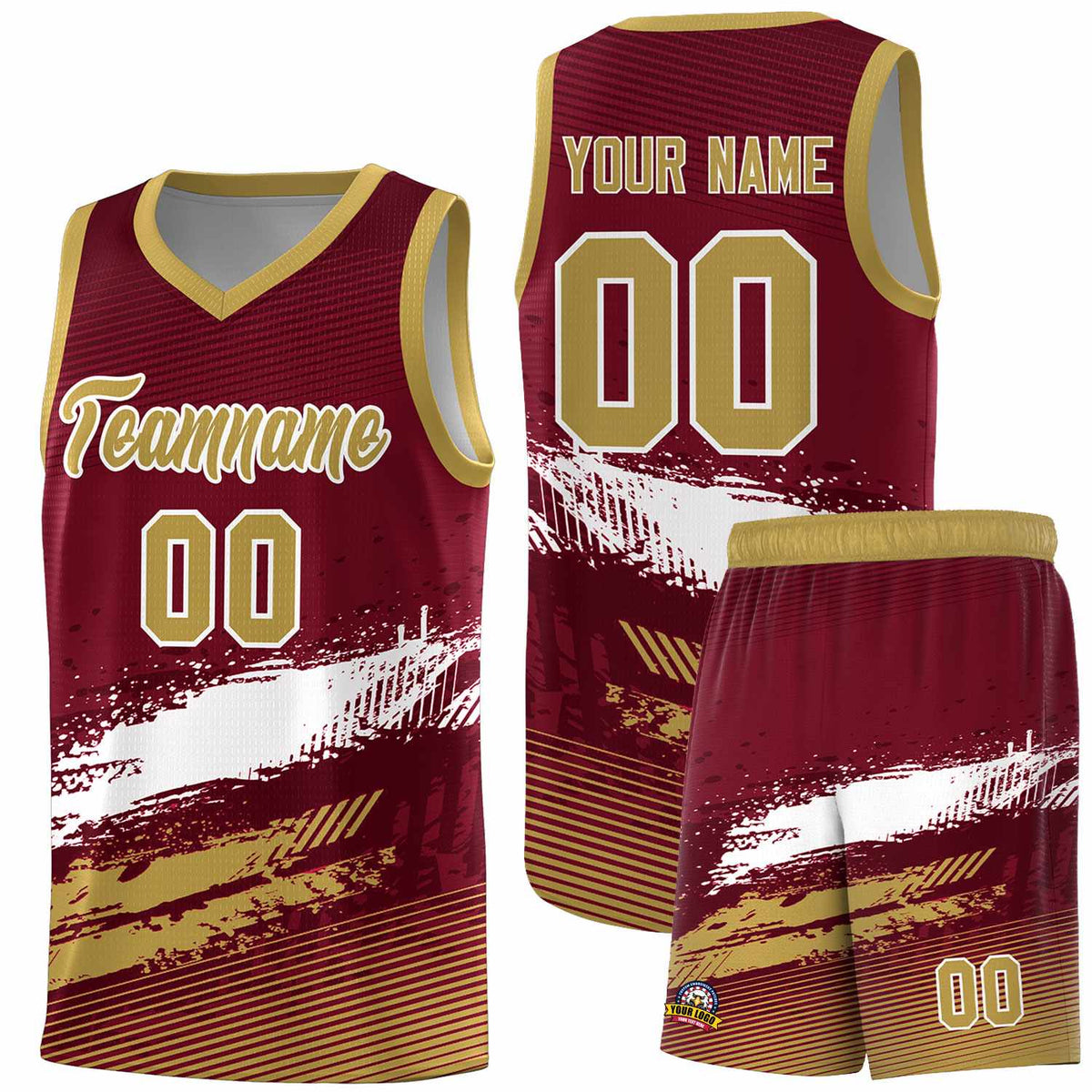 Custom Crimson White and Khaki Graffiti Pattern Sports Uniform Basketball Jersey