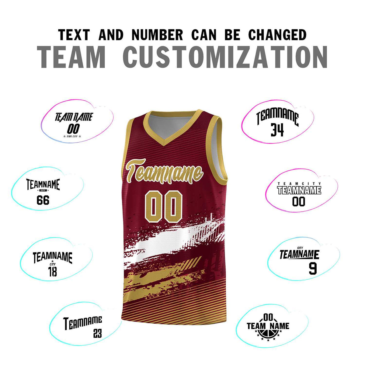 Custom Crimson White and Khaki Graffiti Pattern Sports Uniform Basketball Jersey