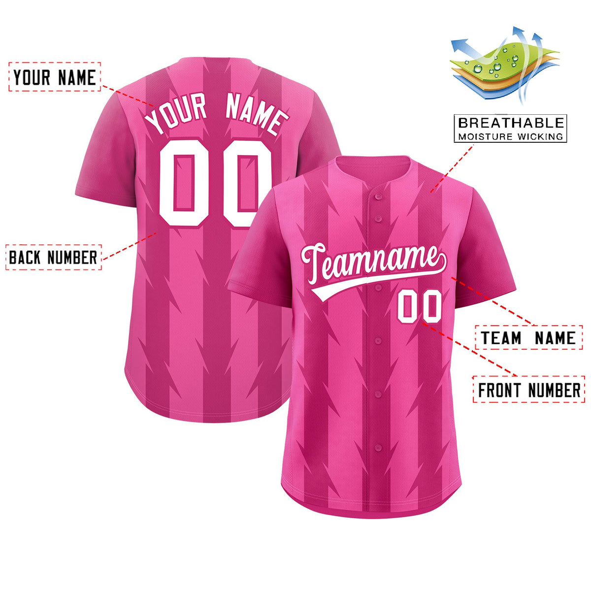 Custom Pink Rose Red Raglan Sleeves Blade Pattern Authentic Baseball Jersey