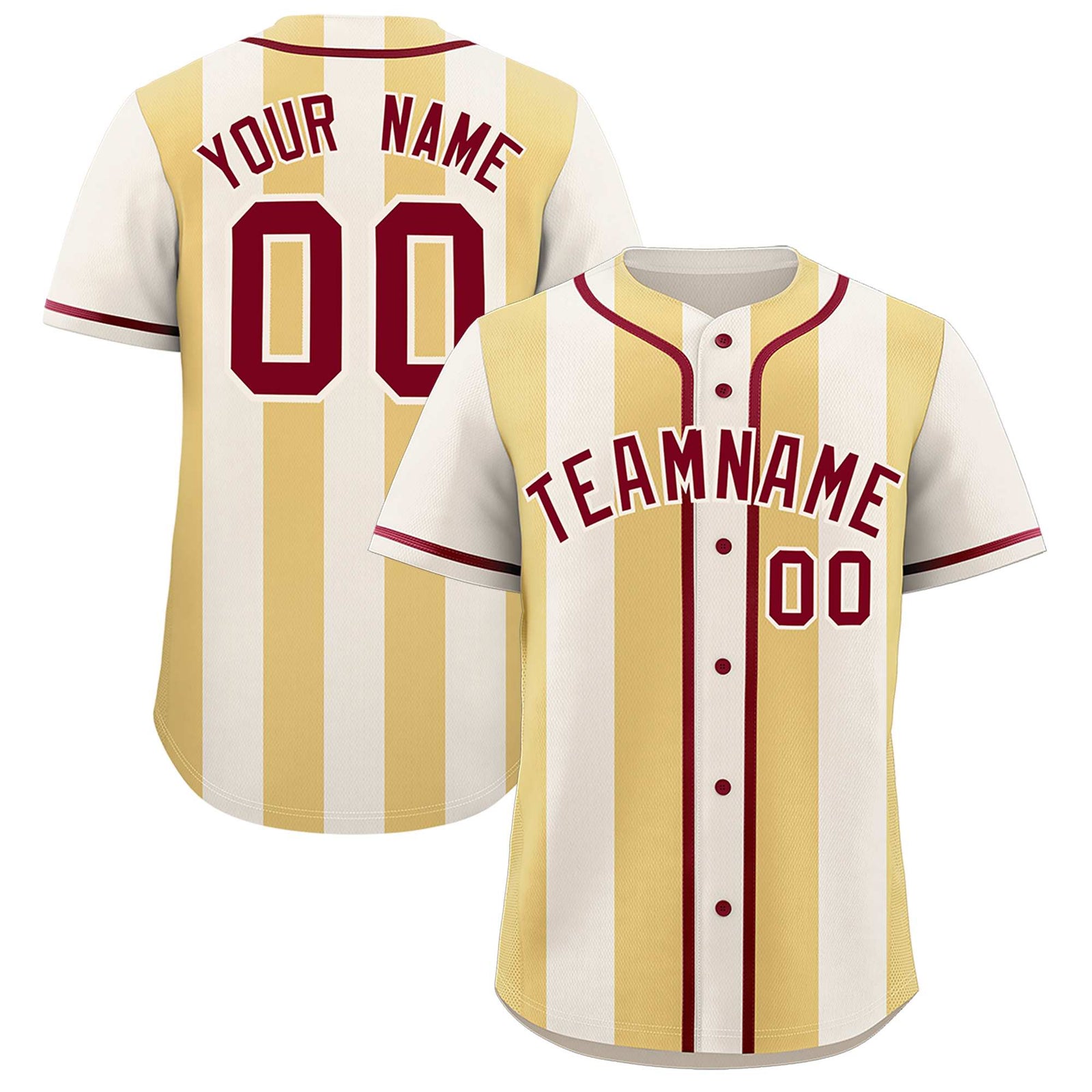 Custom Cream Khaki Thick Stripe Fashion Authentic Baseball jersey