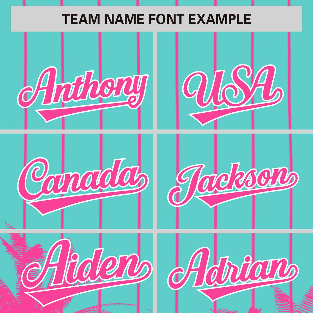 Custom Bright Green Pink Pinstripe Coconut Tree Pattern Authentic Baseball Jersey