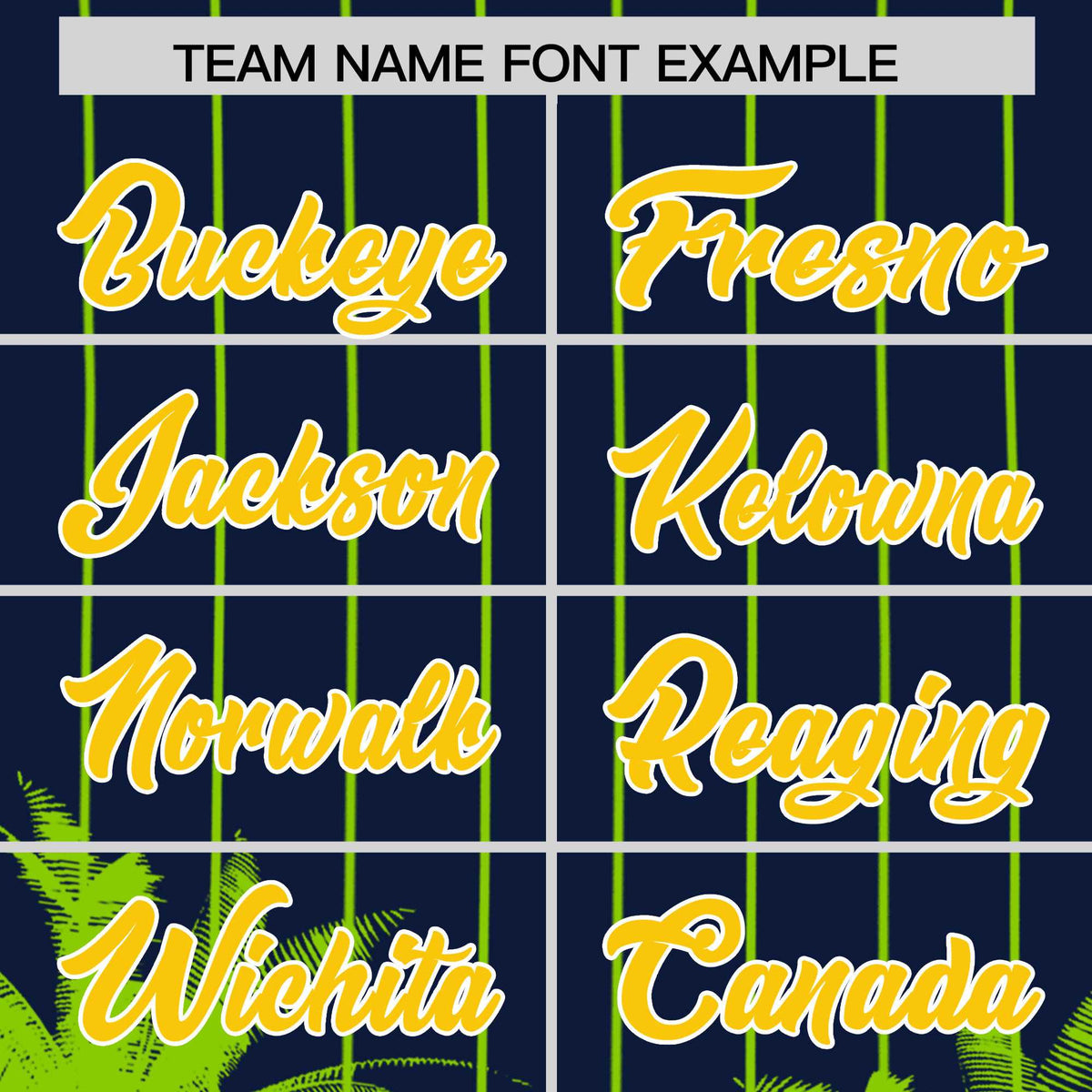 Custom Navy Neon Green Pinstripe Coconut Tree Pattern Authentic Baseball Jersey