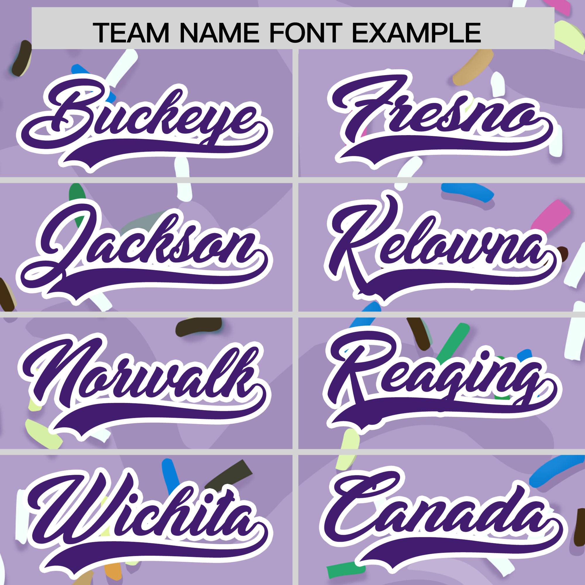 Custom Light Purple Ice Cream Cone Graffiti Pattern Fashion Authentic Baseball Jersey