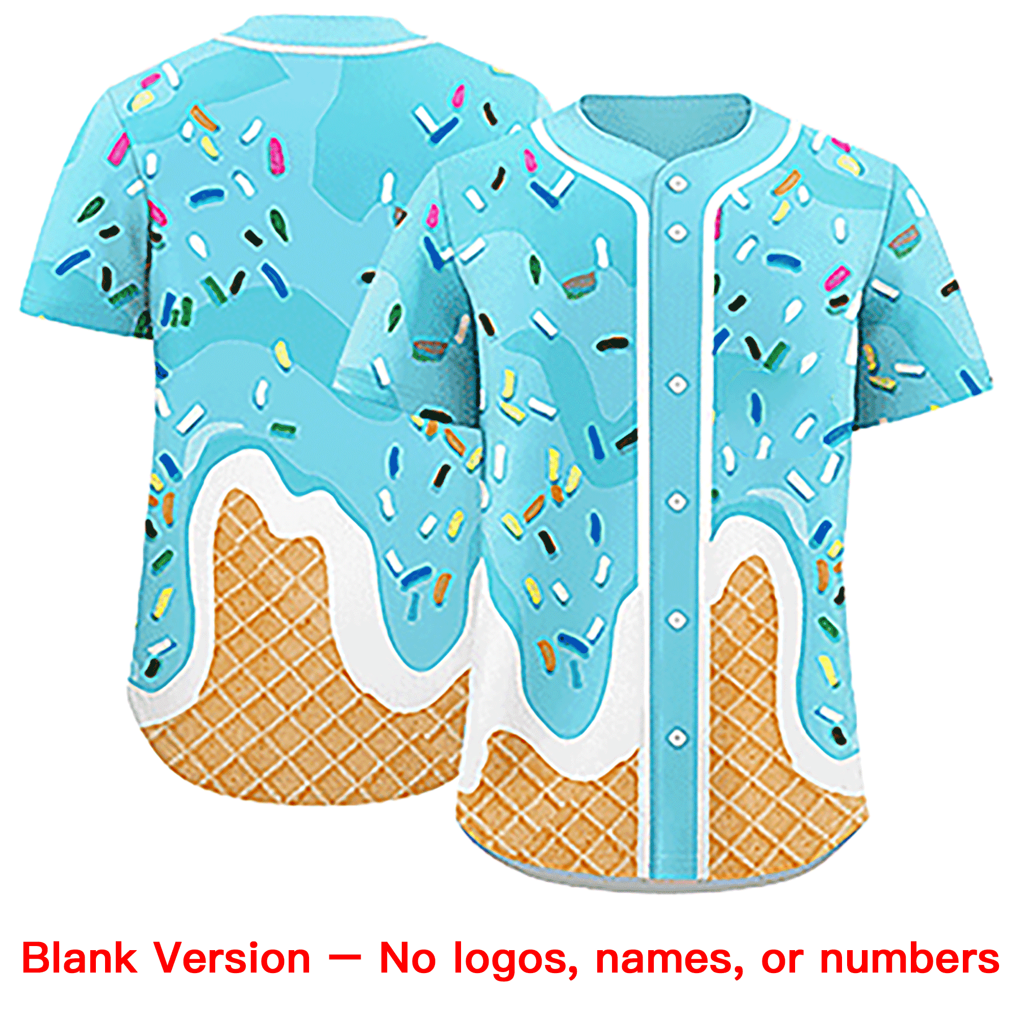 Fans-Made | Custom Blue Ice Cream Cone Graffiti Pattern Fashion Authentic Baseball Jersey From Evan Neufang  Available for Reorder
