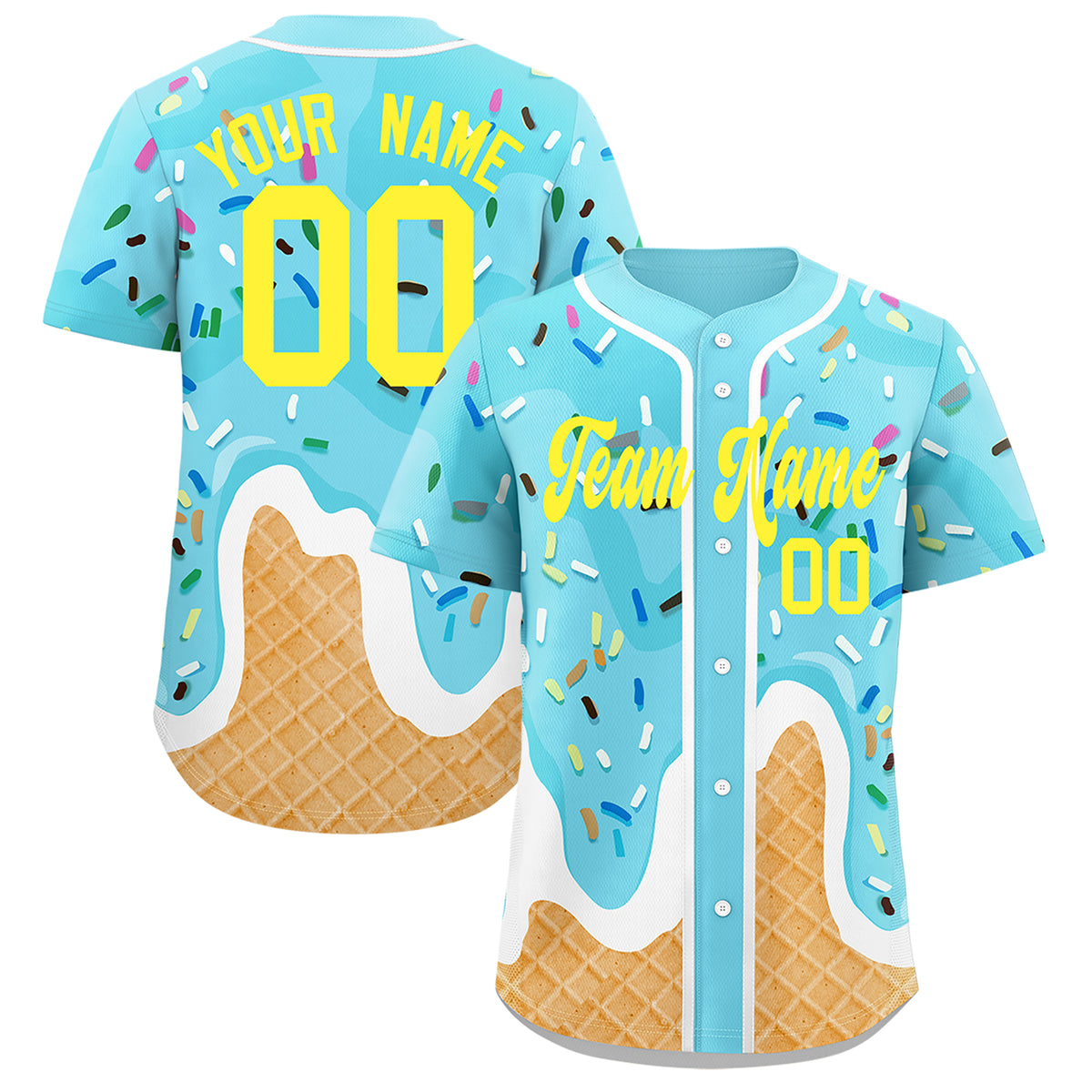 Fans-Made | Custom Blue Ice Cream Cone Graffiti Pattern Fashion Authentic Baseball Jersey From Evan Neufang  Available for Reorder