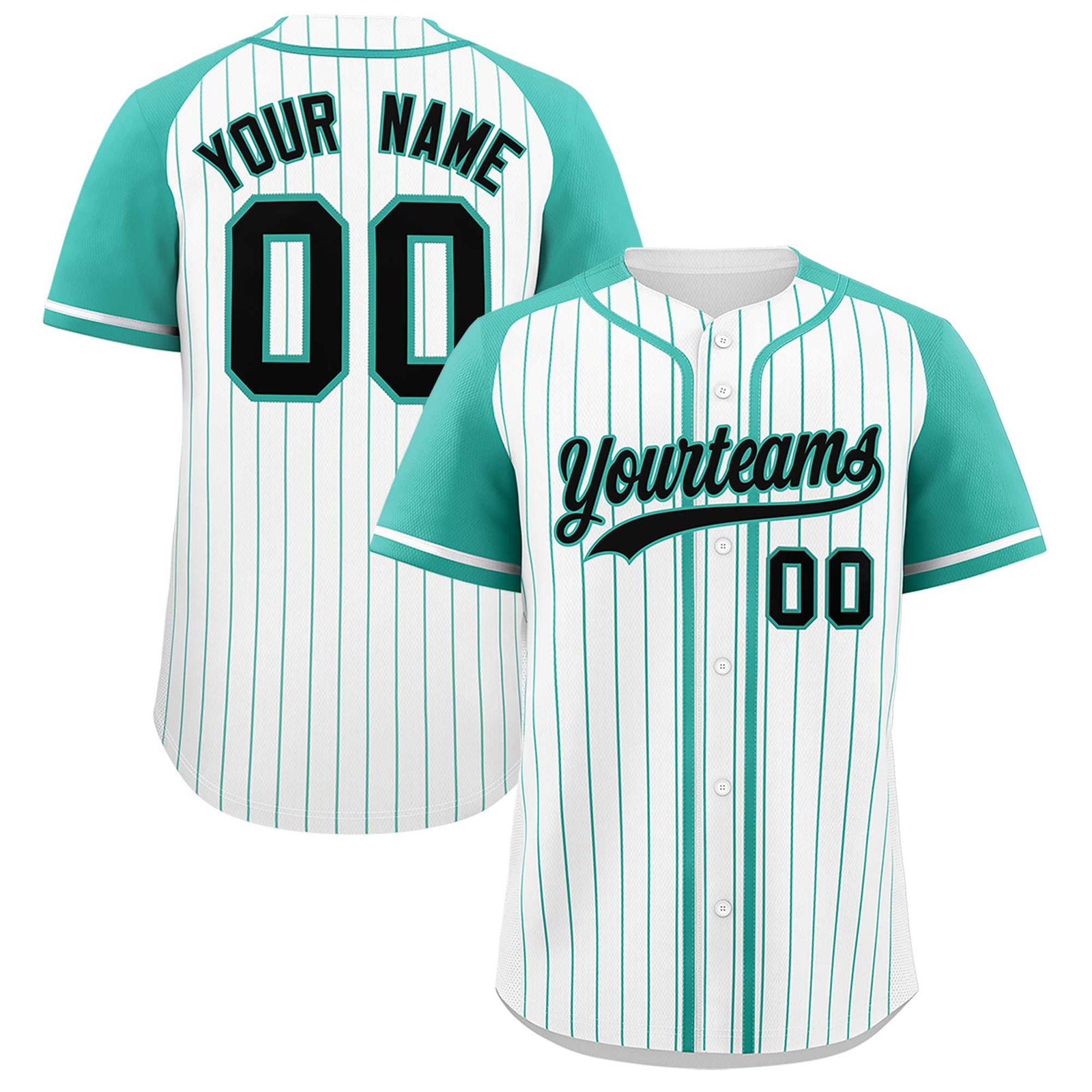 Custom White Bright Green Stripe Fashion Raglan Sleeves Authentic Baseball Jersey