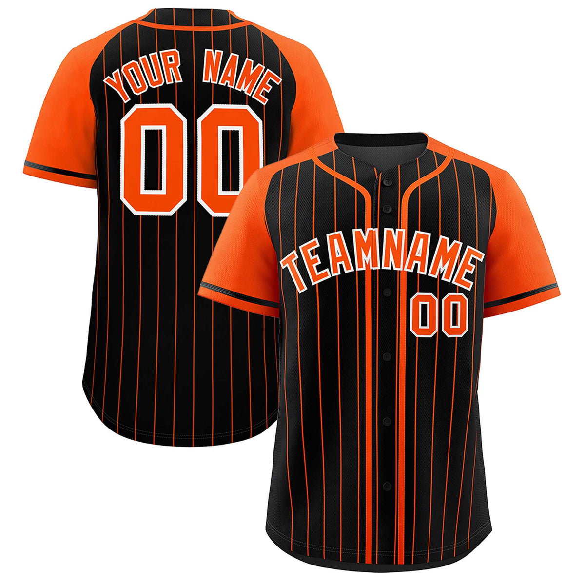 Custom Black Orange Stripe Fashion Raglan Sleeves Authentic Baseball Jersey