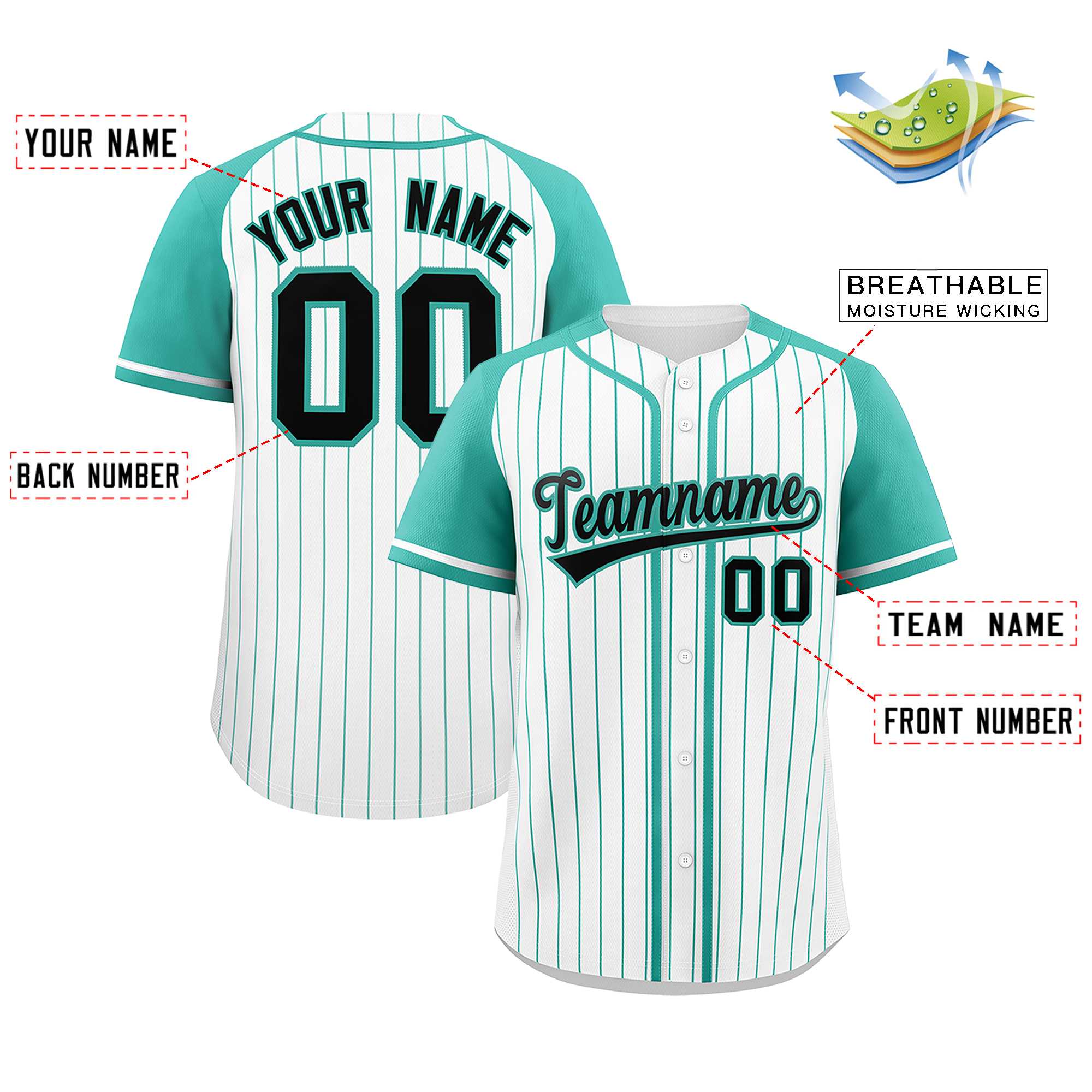 Custom White Bright Green Stripe Fashion Raglan Sleeves Authentic Baseball Jersey