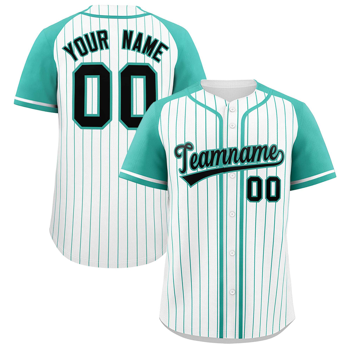 Custom White Bright Green Stripe Fashion Raglan Sleeves Authentic Baseball Jersey