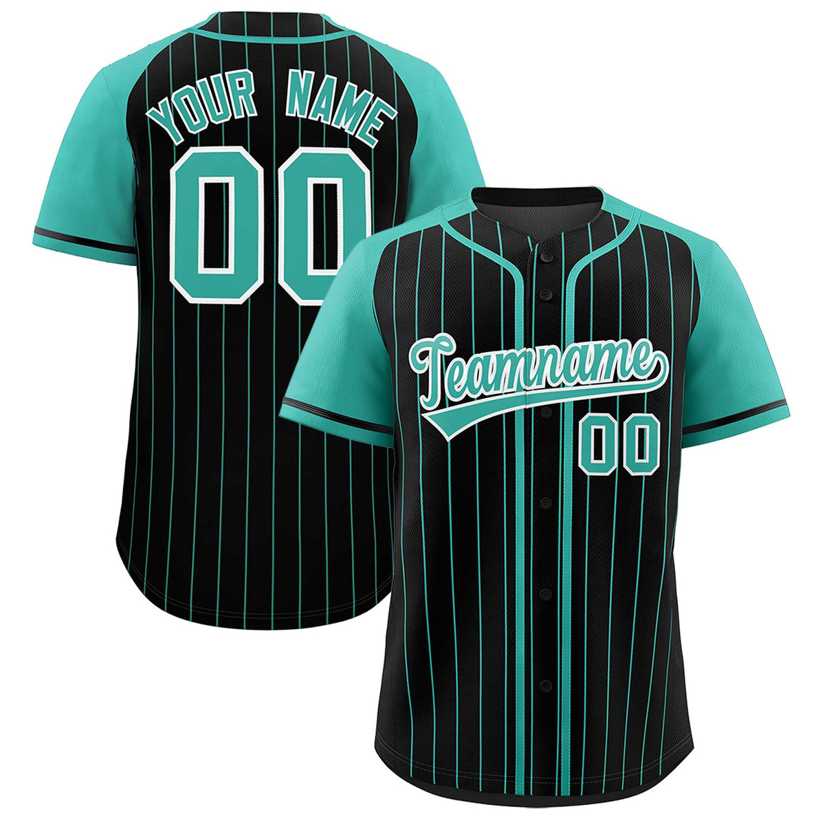 Custom Black Bright Green Stripe Fashion Raglan Sleeves Authentic Baseball Jersey