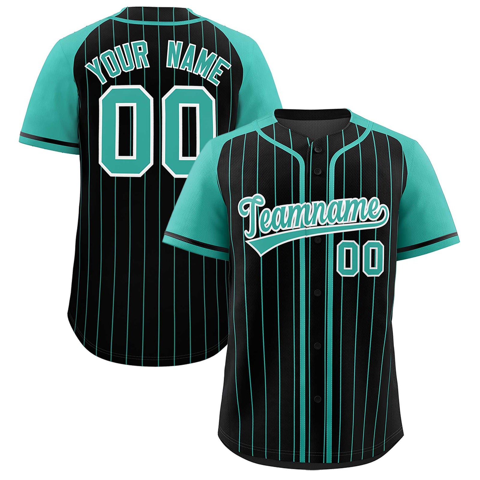 Custom Black Bright Green Stripe Fashion Raglan Sleeves Authentic Baseball Jersey
