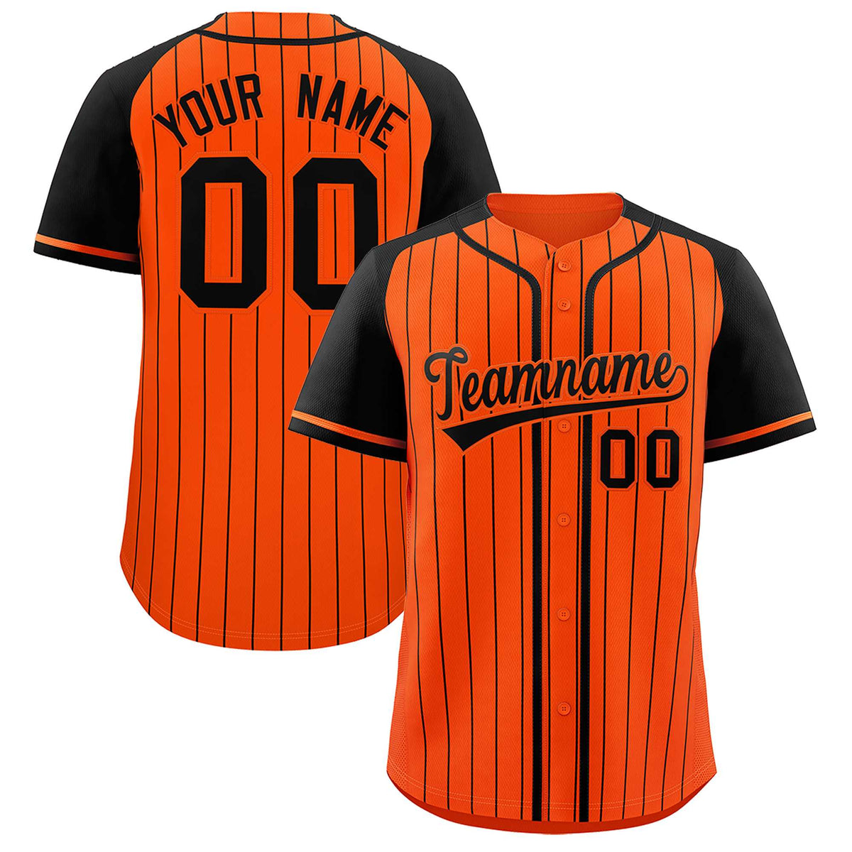 Custom Orange Black Stripe Fashion Raglan Sleeves Authentic Baseball Jersey