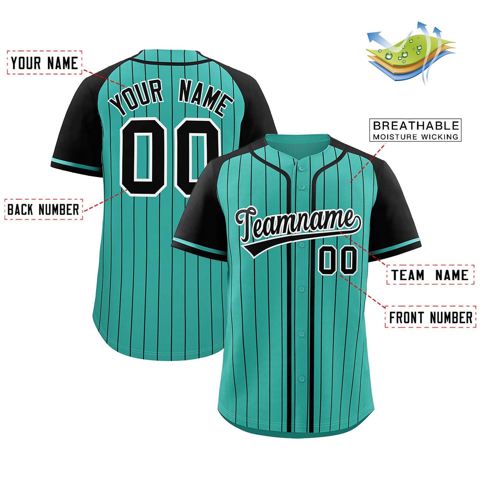 Custom Bright Green Black Stripe Fashion Raglan Sleeves Authentic Baseball Jersey