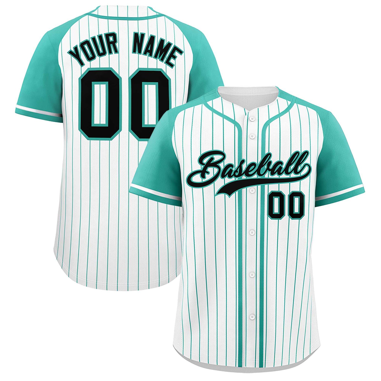 Custom White Bright Green Stripe Fashion Raglan Sleeves Authentic Baseball Jersey