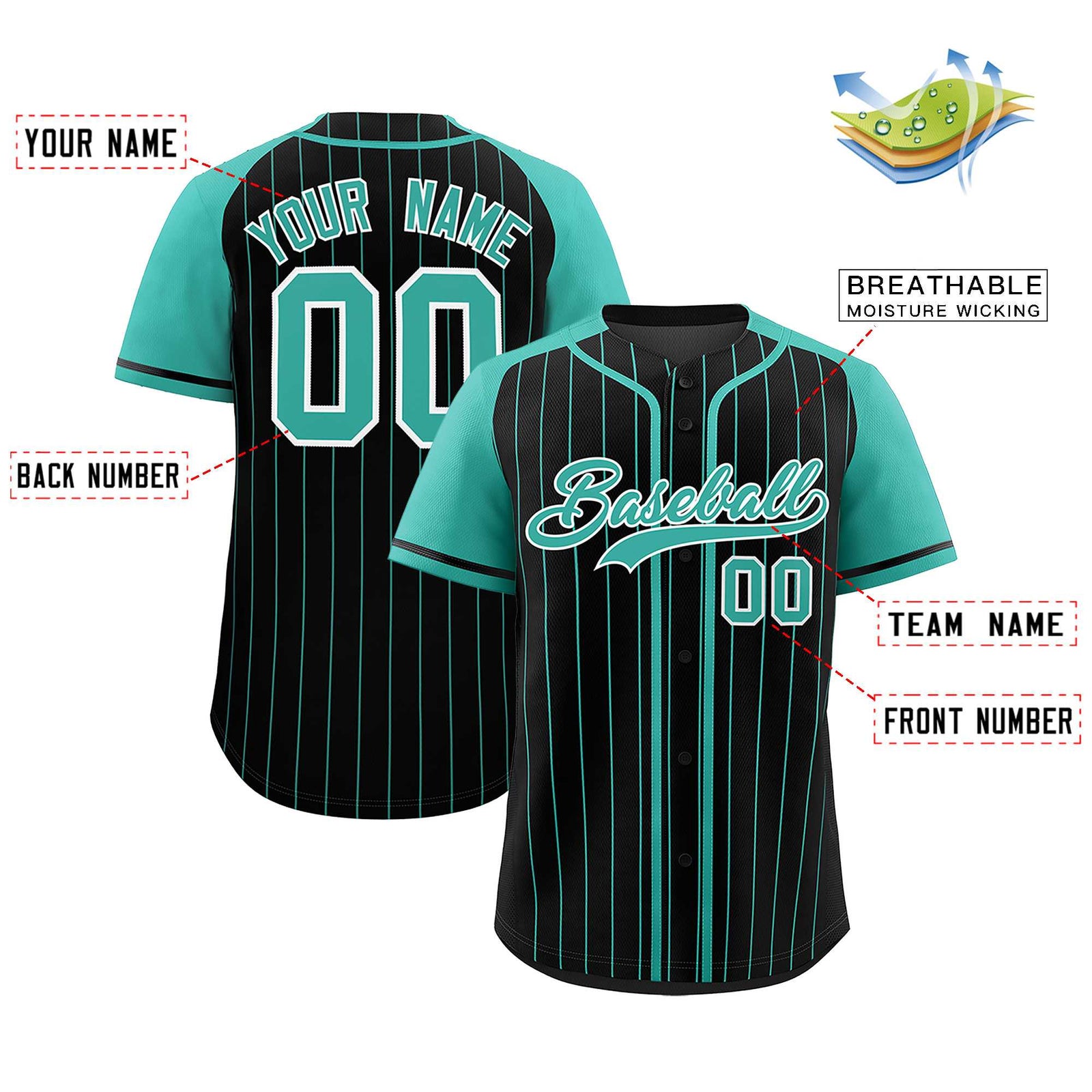 Custom Black Bright Green Stripe Fashion Raglan Sleeves Authentic Baseball Jersey