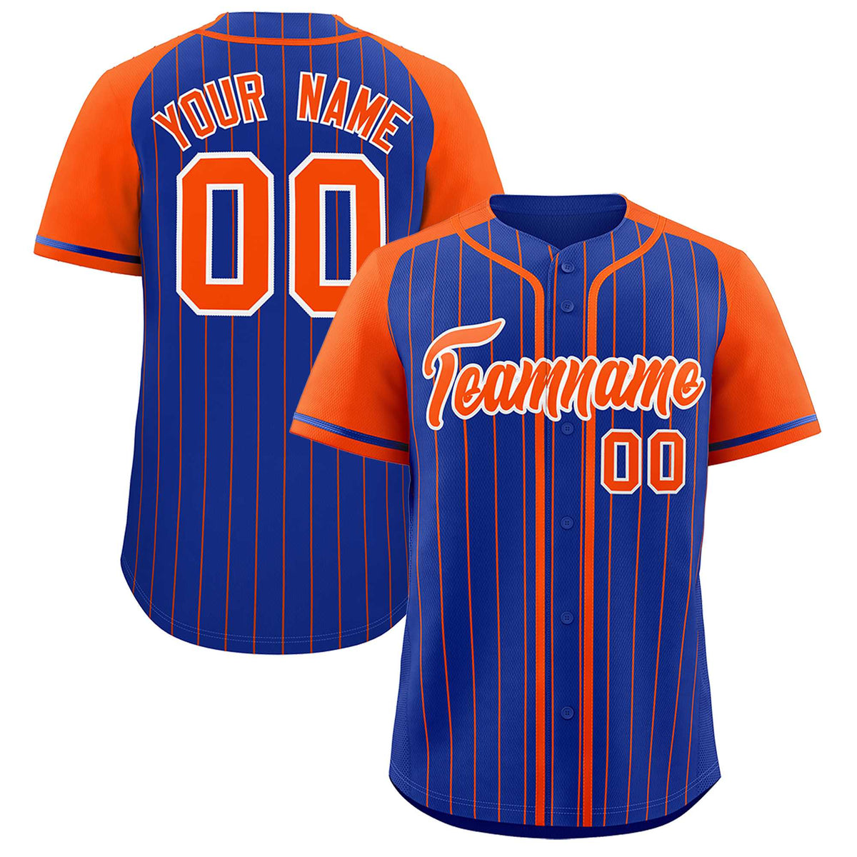 Custom Royal Orange Stripe Fashion Raglan Sleeves Authentic Baseball Jersey