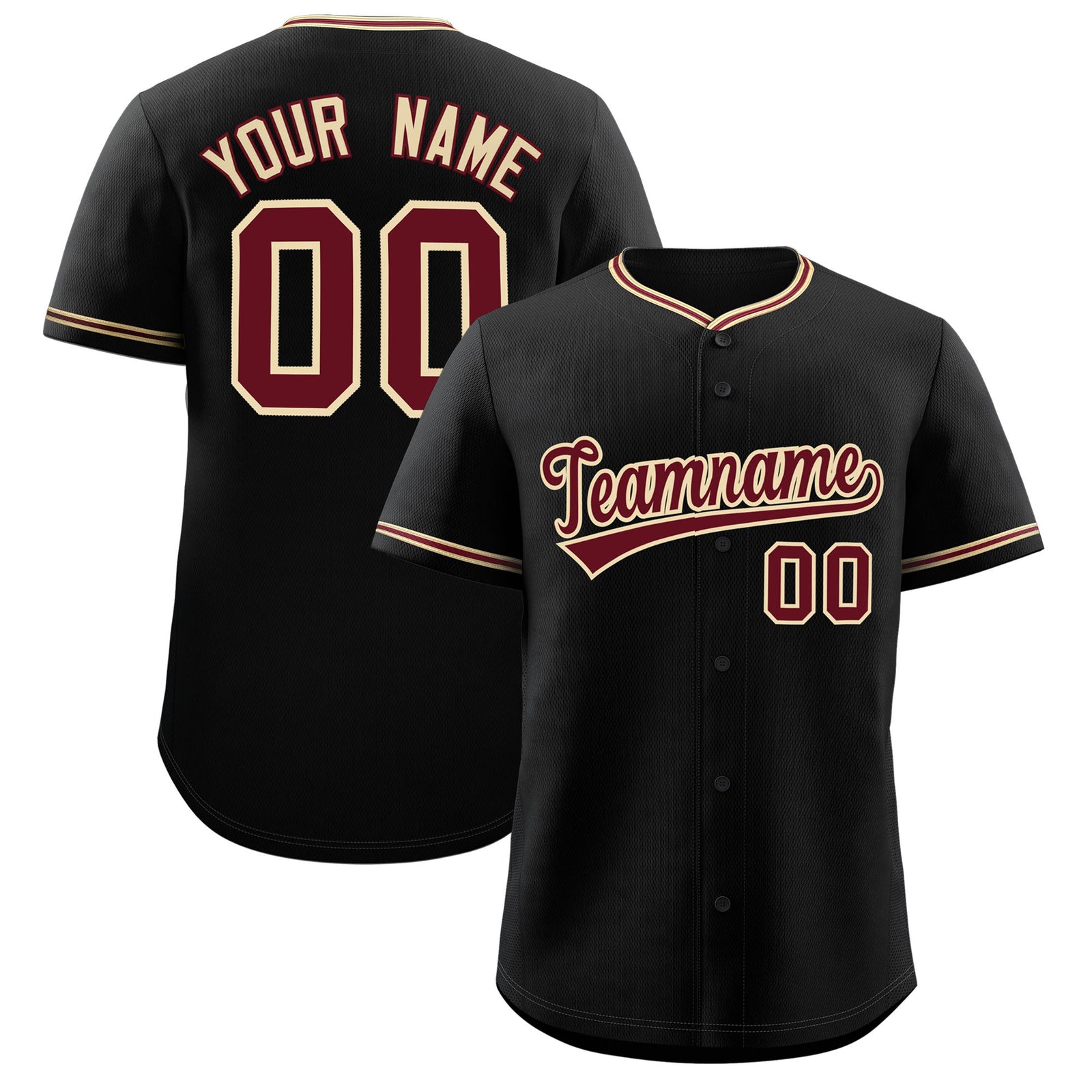 Custom Black Crimson-Khaki Classic Personalized Baseball Sports Uniform