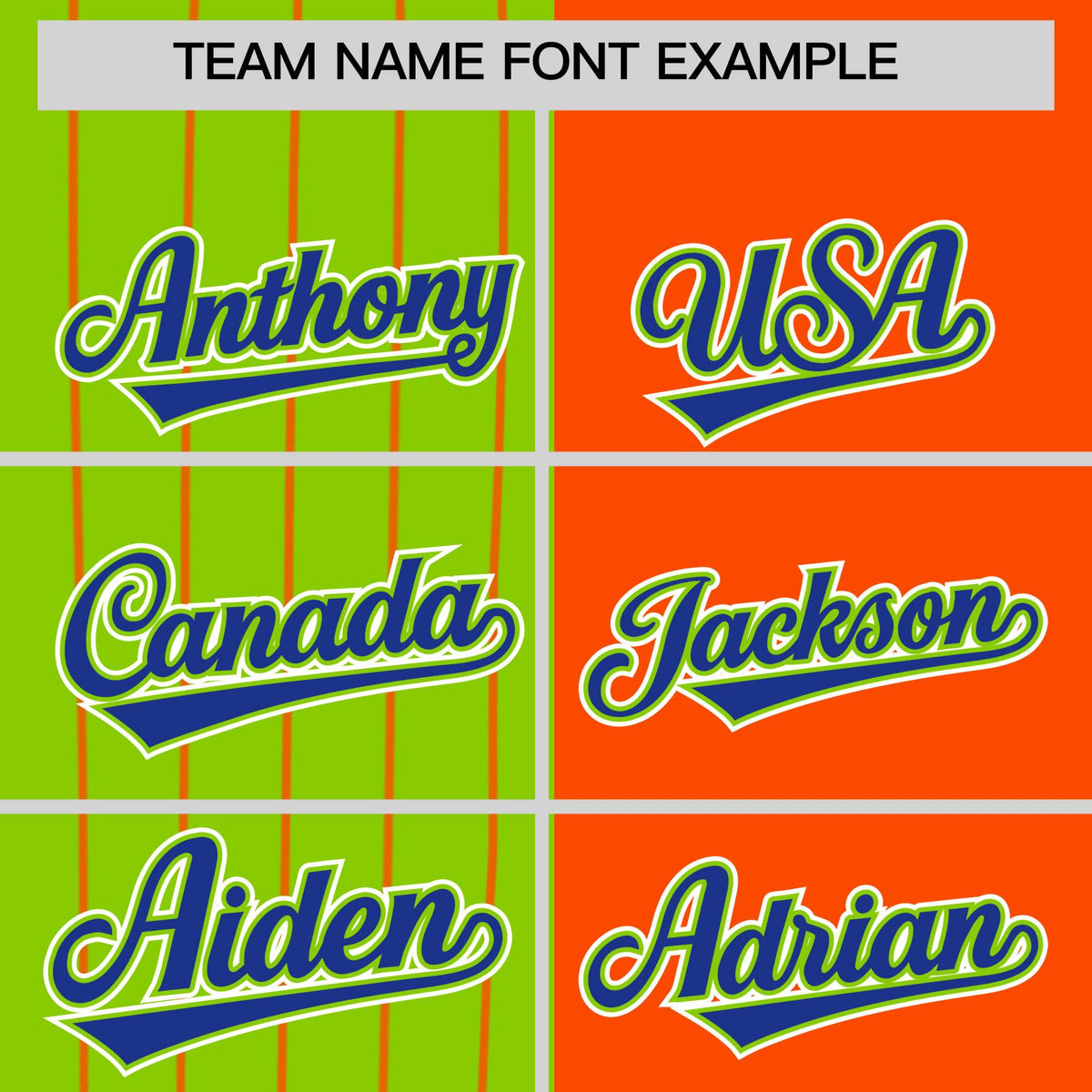 Custom Neon Green Orange and Royal Pinstripe Personalized Raglan Sleeves Authentic Baseball Jersey