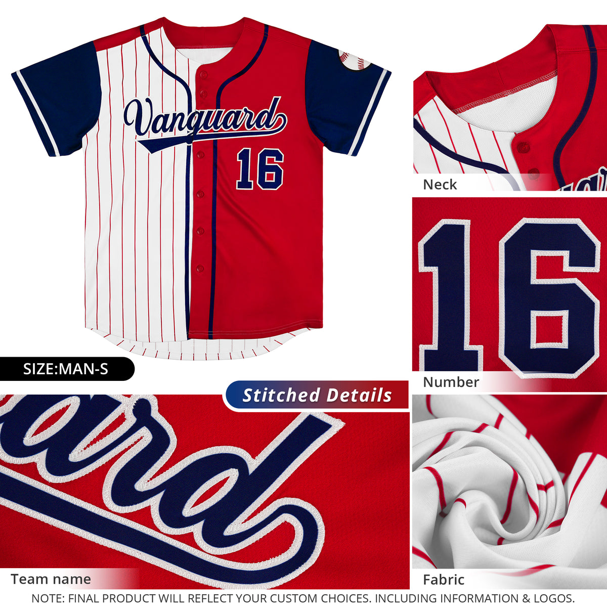 Custom White Red and Black Pinstripe Personalized Raglan Sleeves Authentic Baseball Jersey