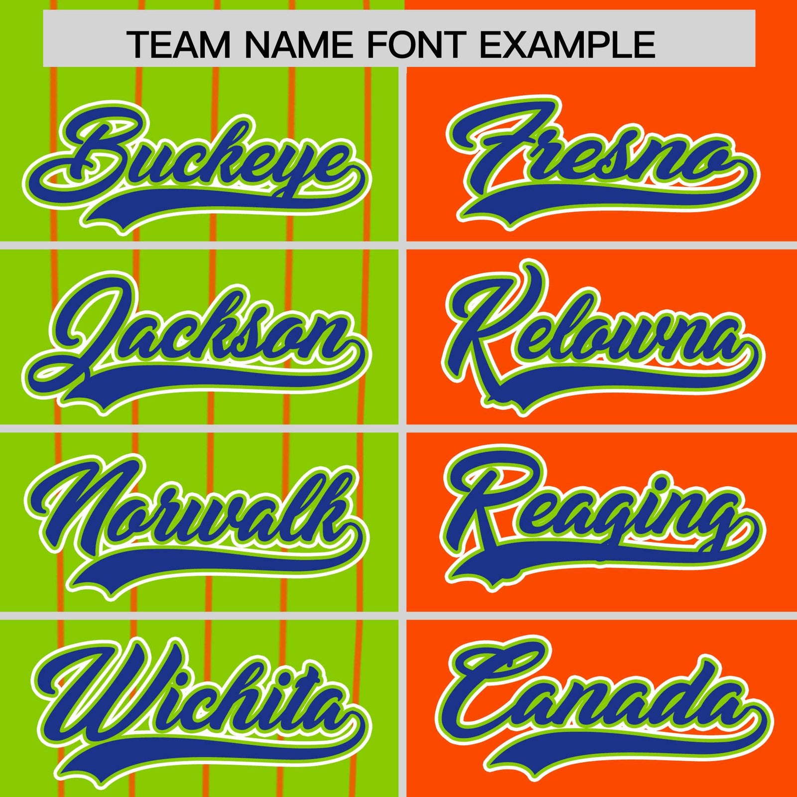 Custom Neon Green Orange and Royal Pinstripe Personalized Raglan Sleeves Authentic Baseball Jersey