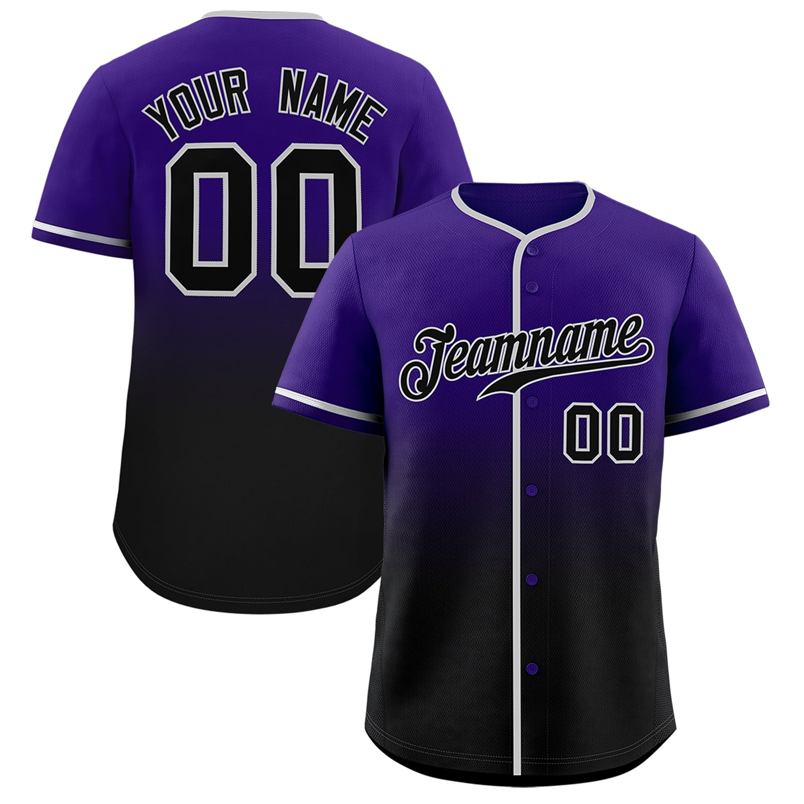 VVHL Custom Purple Black Gradient Fashion Authentic Baseball Jersey