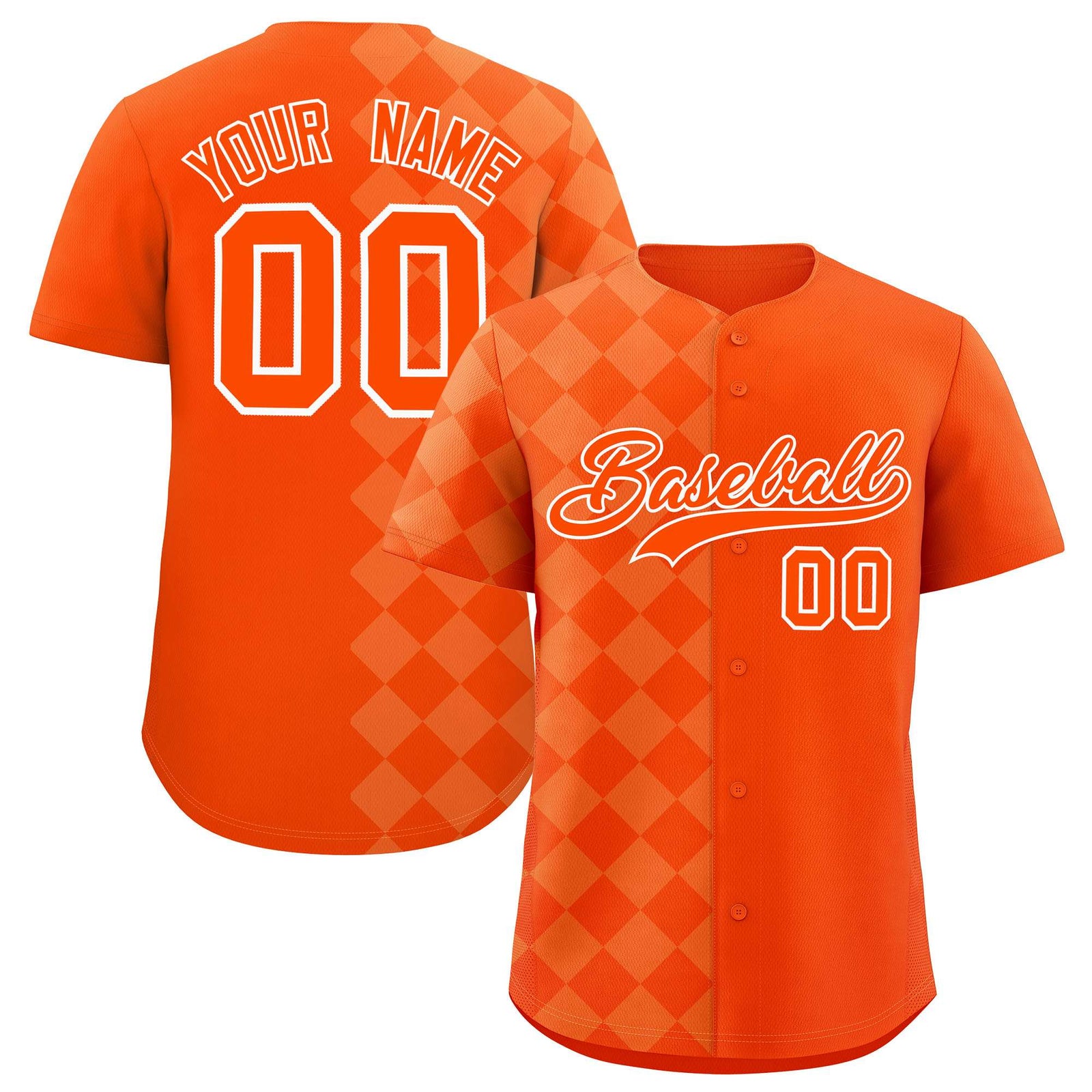 Custom Orange Rhombus Design Authentic Baseball Jersey