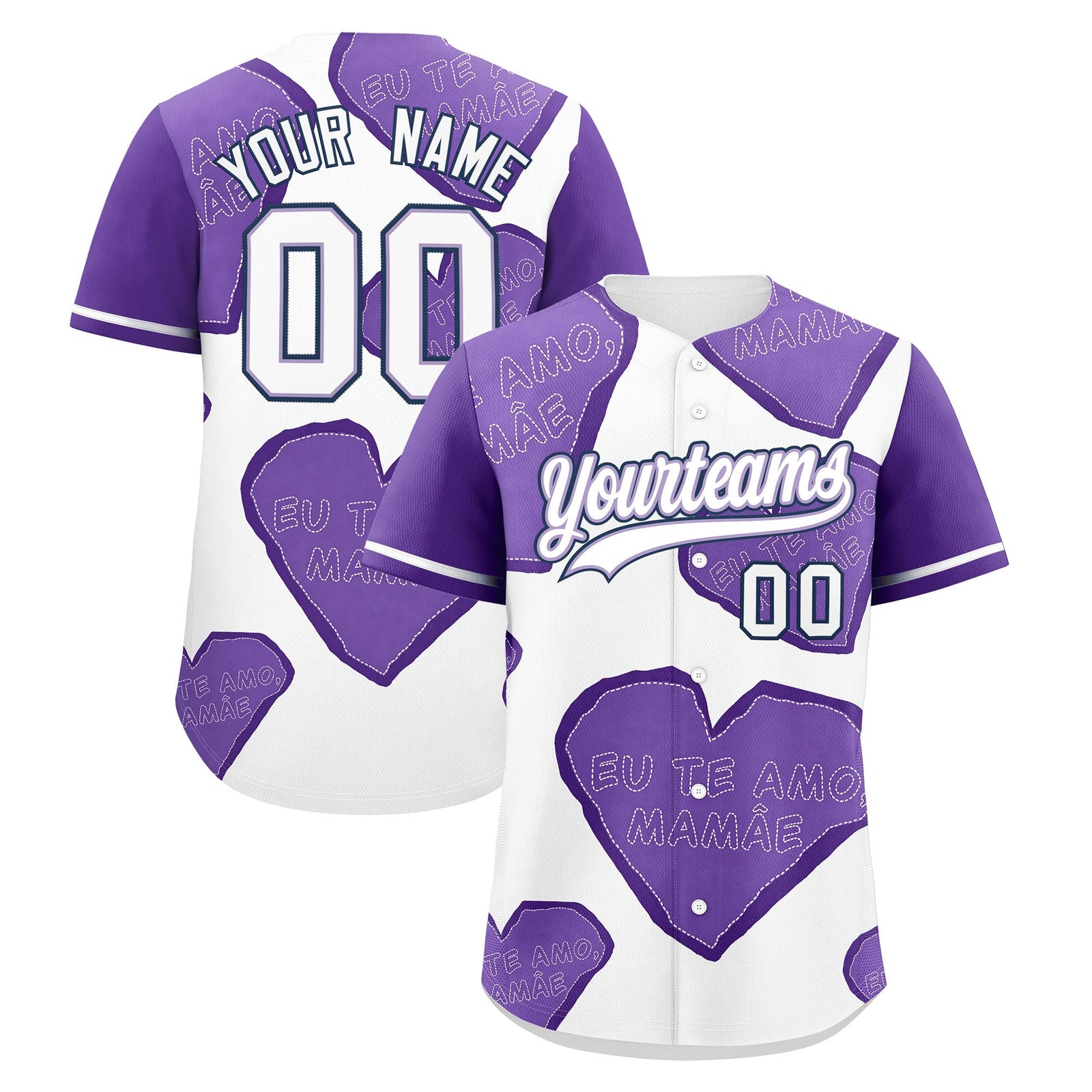 Custom White Light Purple Mother's Day Style Graffiti Pattern Quick Dry Baseball Jersey| KXKSHOP