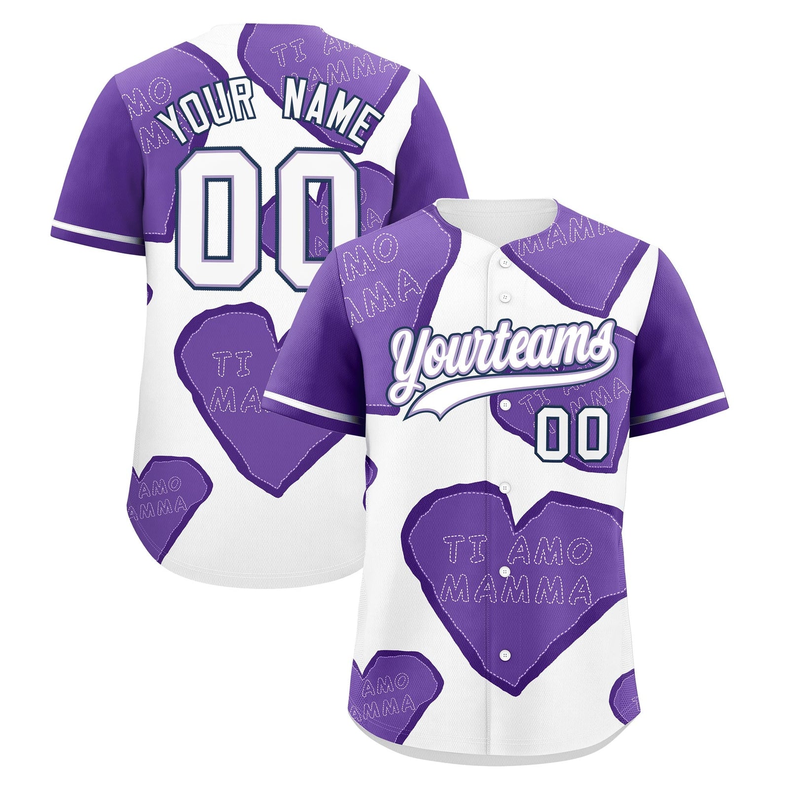 Custom White Light Purple Mother's Day Style Graffiti Pattern Moisture-Wicking Baseball Jersey| KXKSHOP