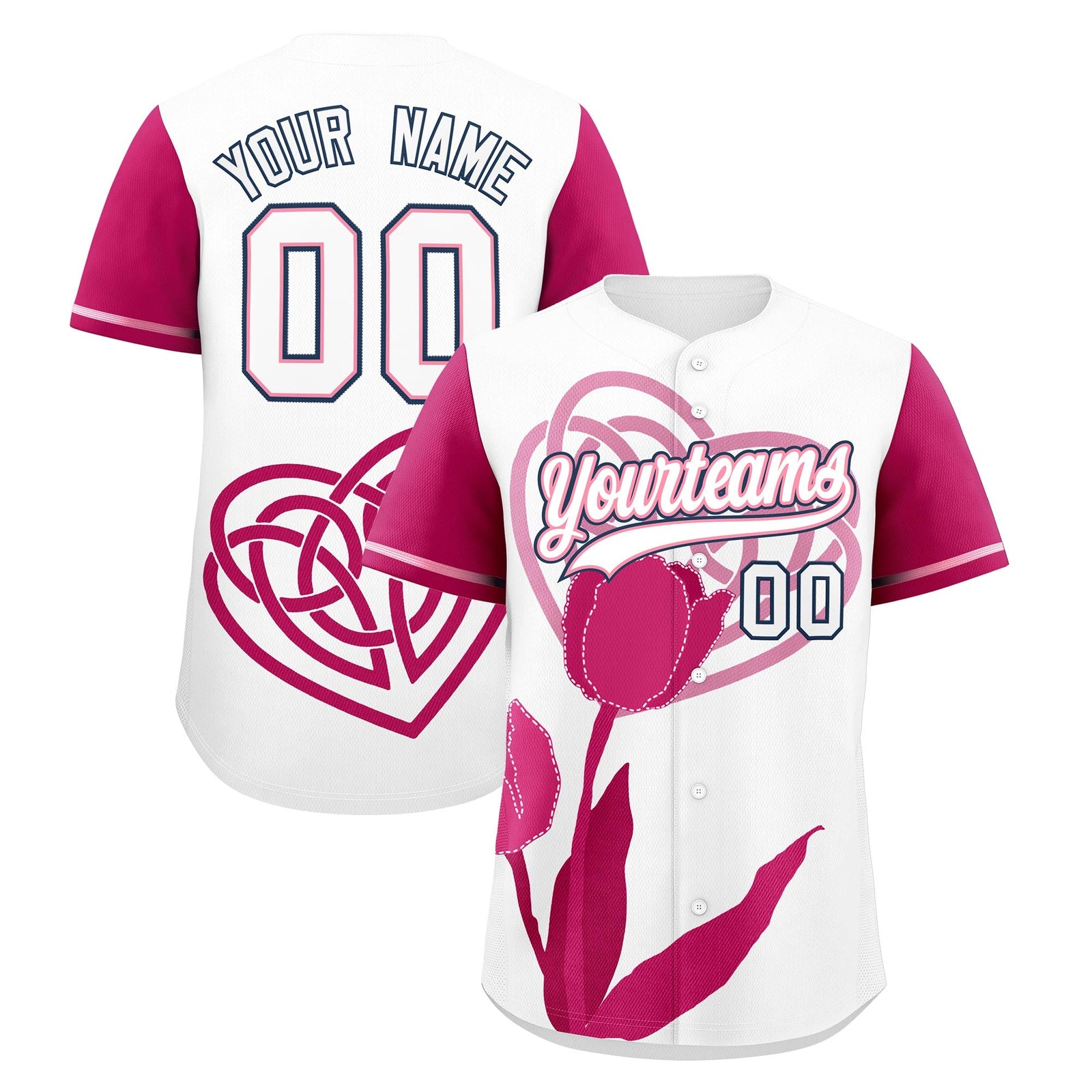 Custom White Light Pink Mother's Day Style Graffiti Pattern Stretch Fabric Baseball Jersey| KXKSHOP
