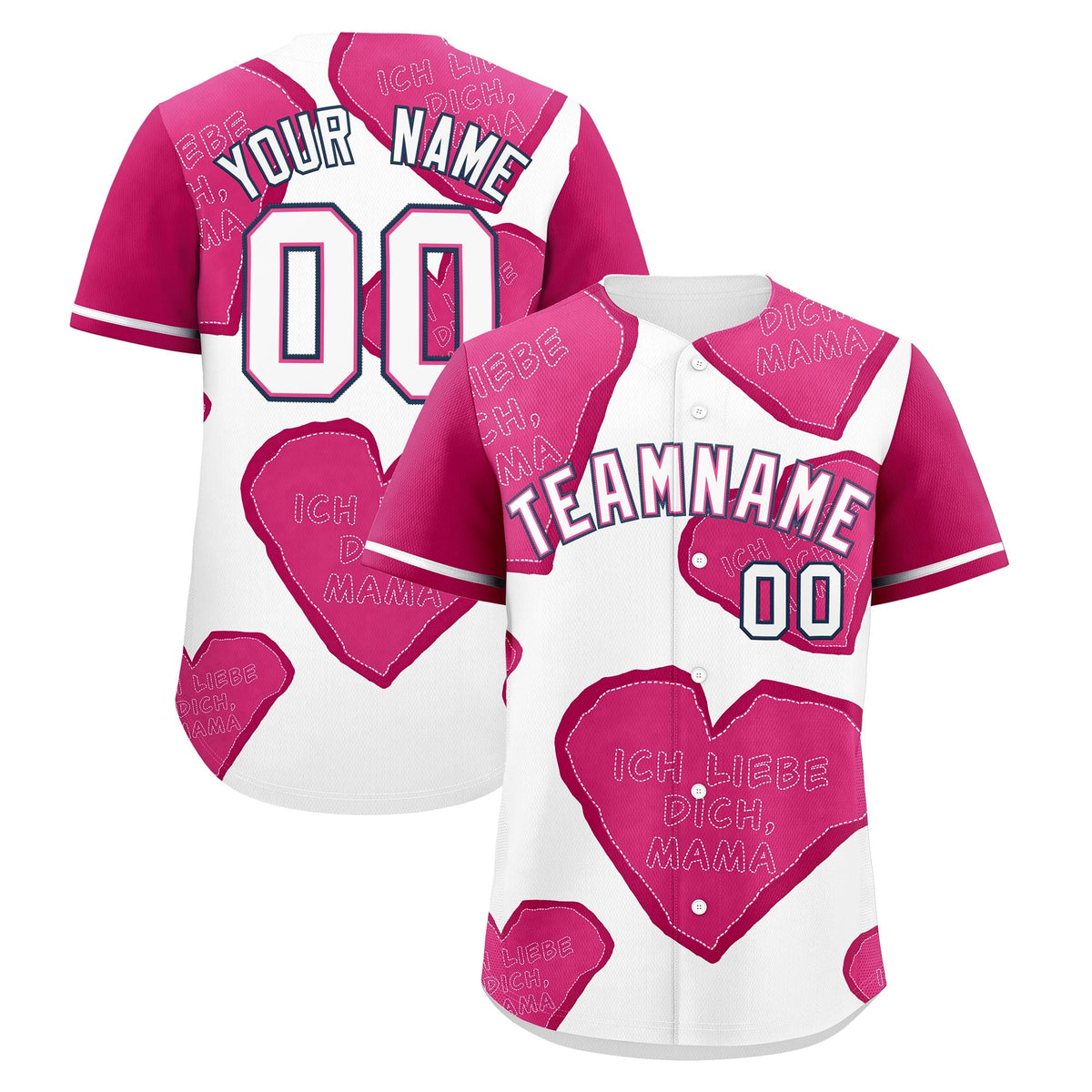 Custom White Pink Mother's Day Style Graffiti Pattern Stretch Fabric Baseball Jersey| KXKSHOP