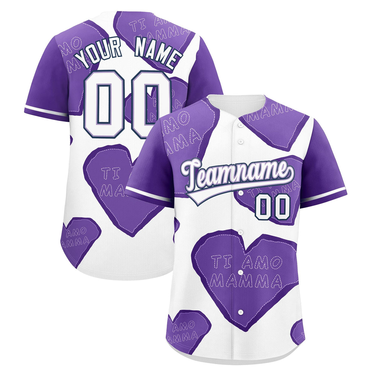 Custom White Light Purple Mother's Day Style Graffiti Pattern Moisture-Wicking Baseball Jersey| KXKSHOP