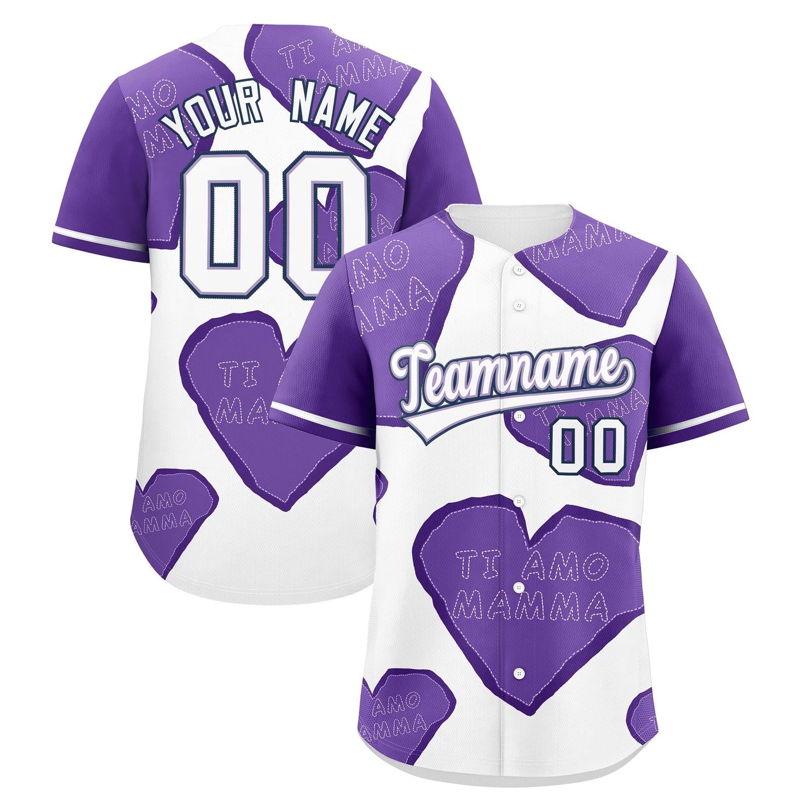 Custom White Light Purple Mother's Day Style Graffiti Pattern Moisture-Wicking Baseball Jersey| KXKSHOP