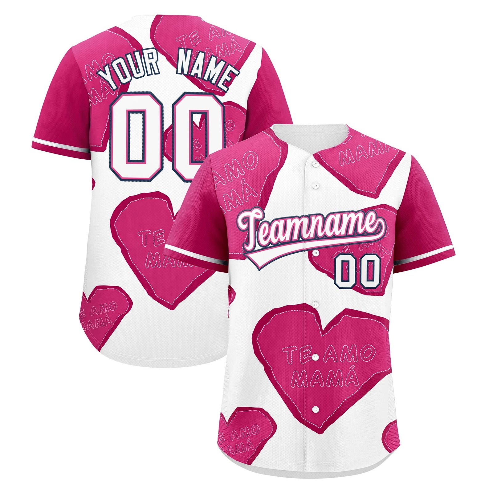 Custom White Pink Mother's Day Style Graffiti Pattern Quick Dry Baseball Jersey| KXKSHOP