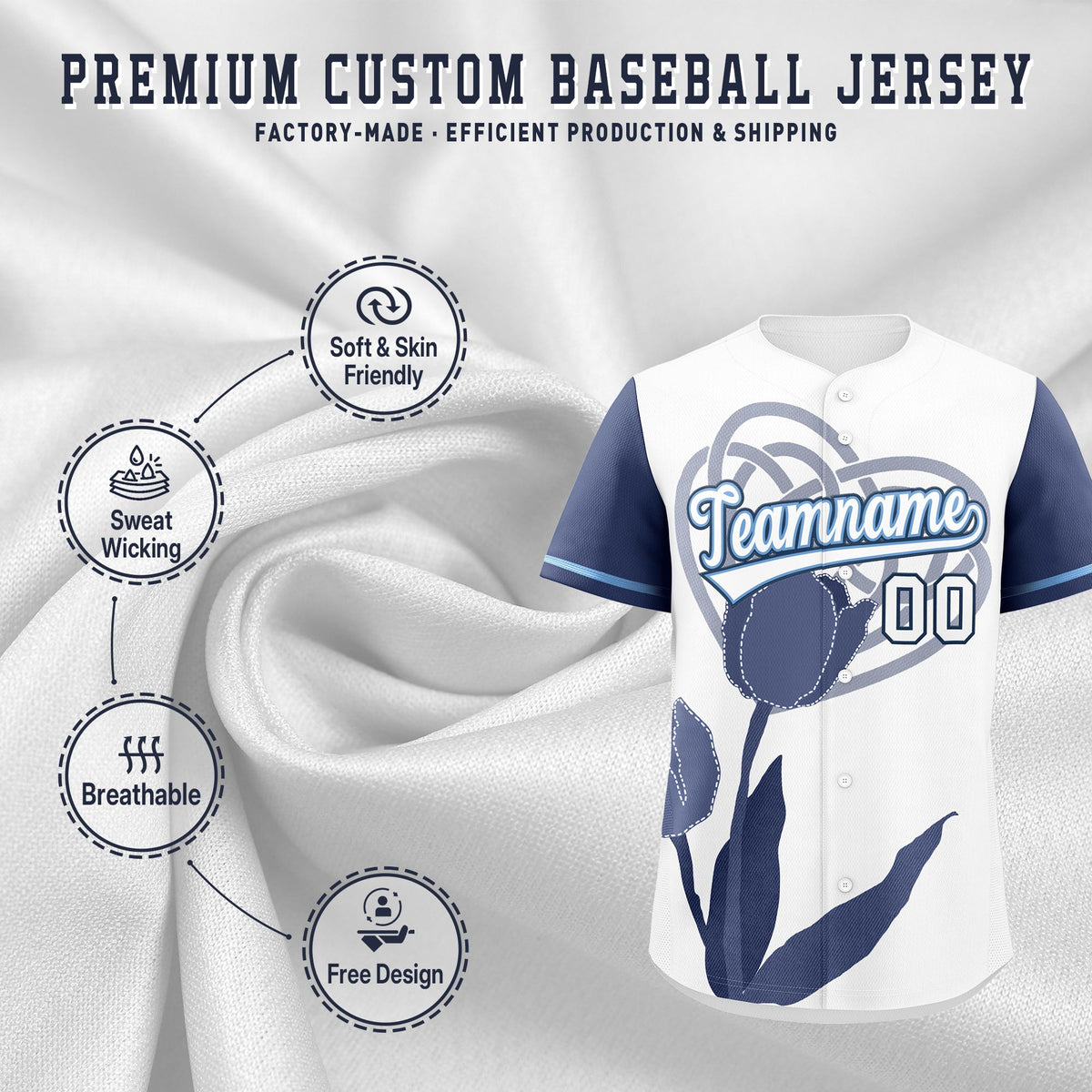 Custom White Powder Blue Mother's Day Style Graffiti Pattern Moisture-Wicking Baseball Jersey| KXKSHOP