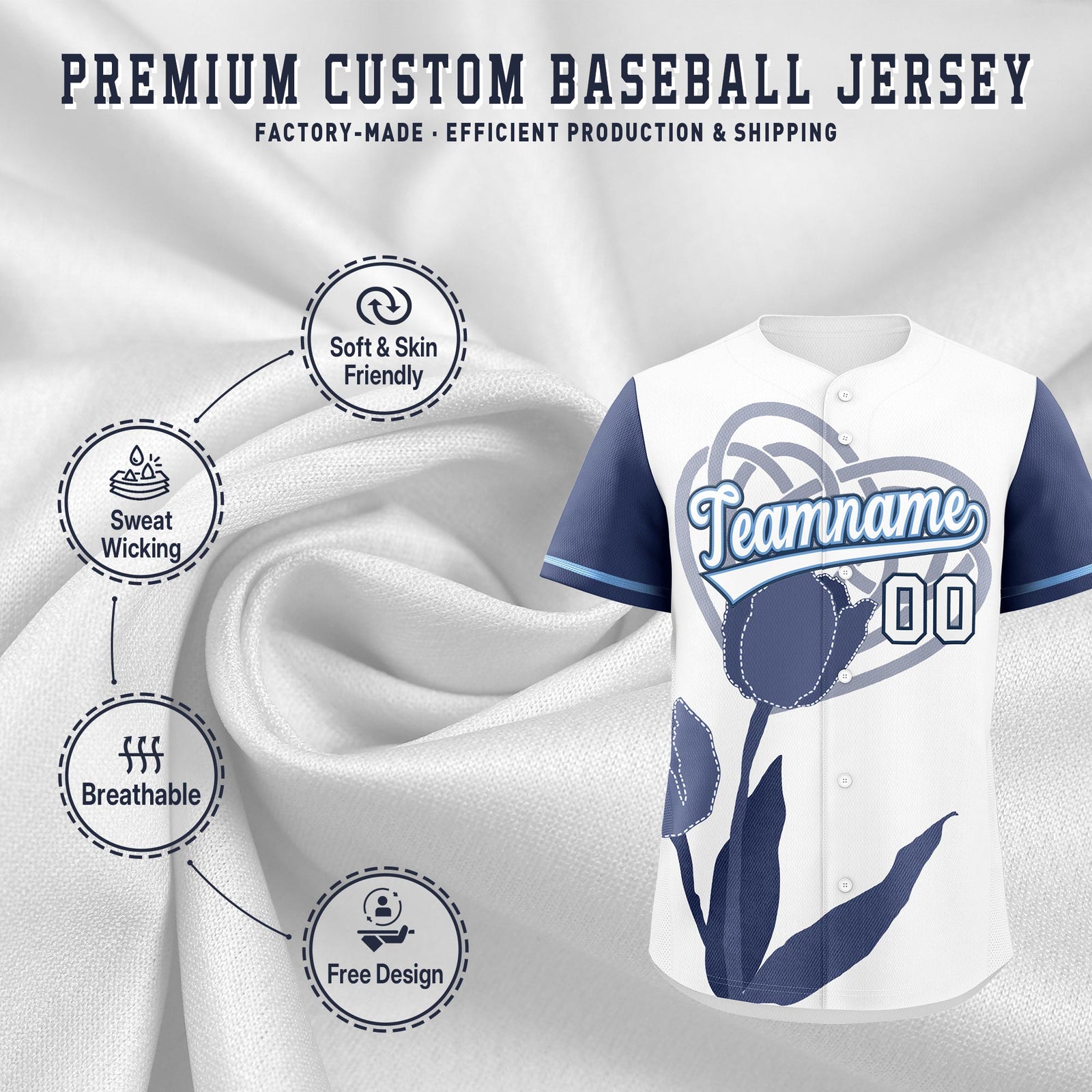 Custom White Powder Blue Mother's Day Style Graffiti Pattern Moisture-Wicking Baseball Jersey| KXKSHOP