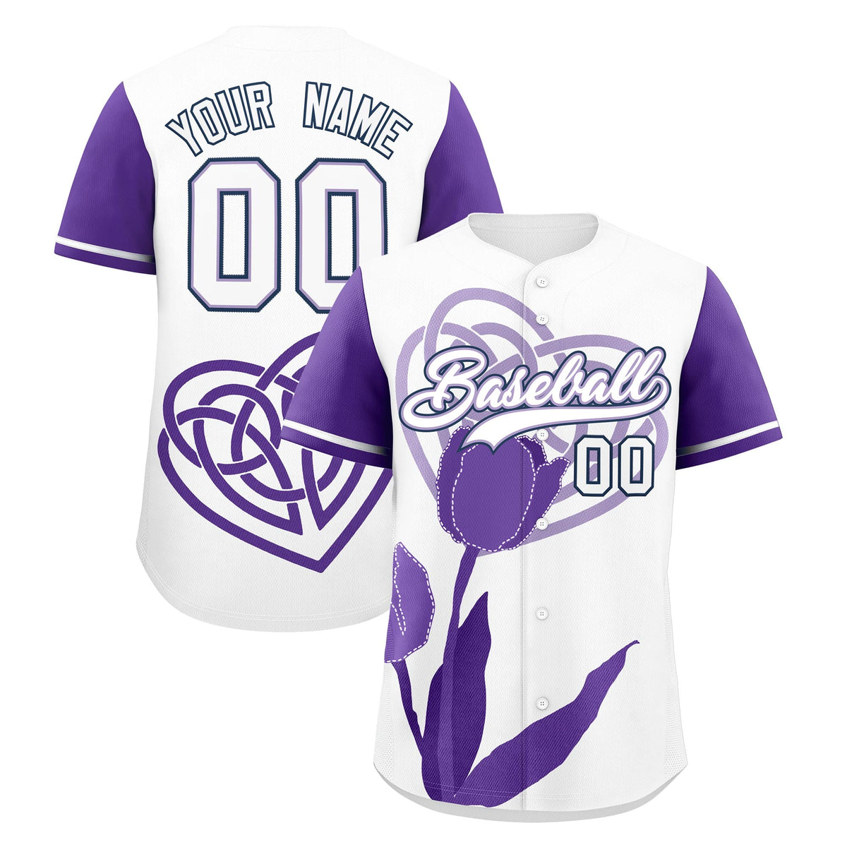 Custom White Light Purple Mother's Day Style Graffiti Pattern Quick Dry Baseball Jersey| KXKSHOP