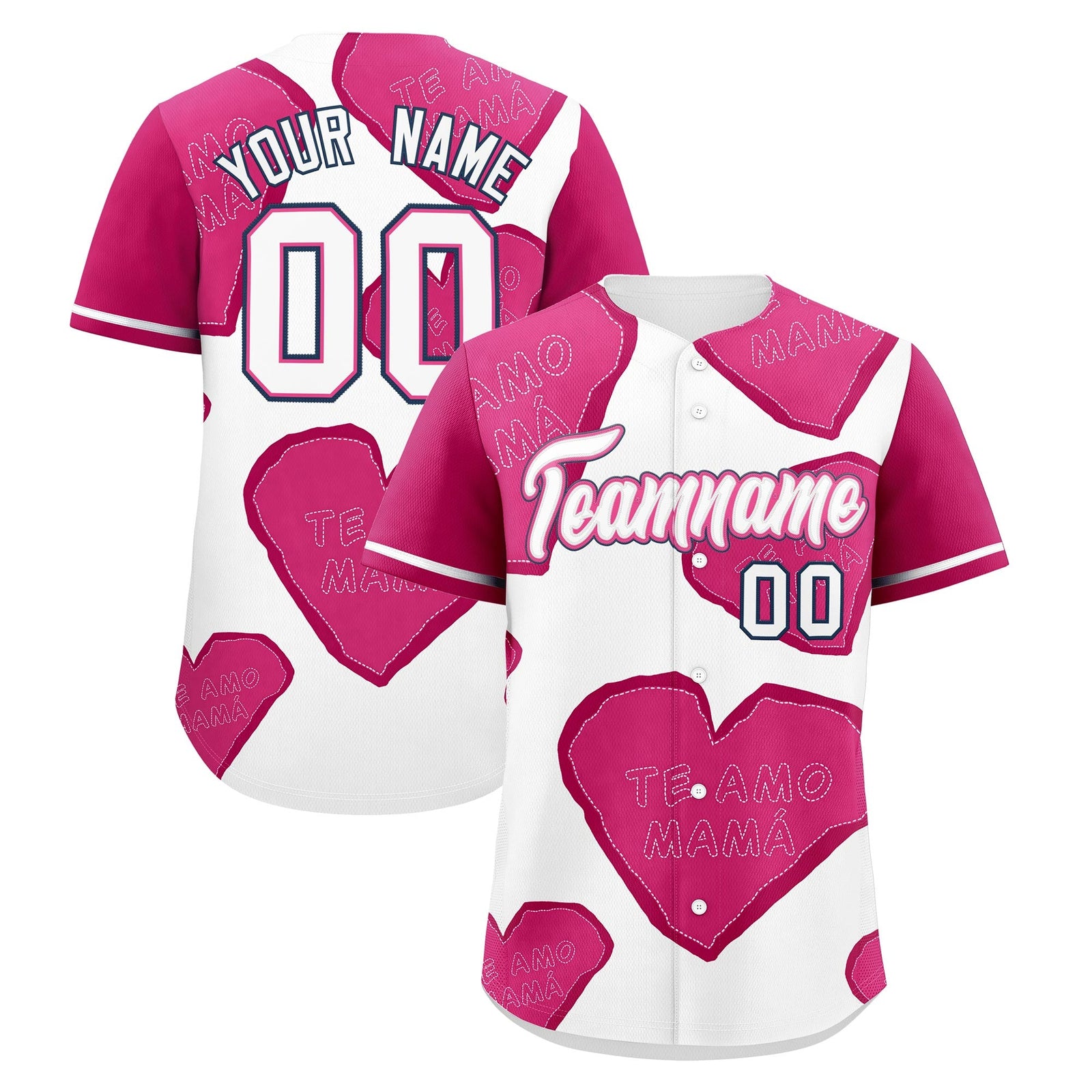 Custom White Pink Mother's Day Style Graffiti Pattern Quick Dry Baseball Jersey| KXKSHOP