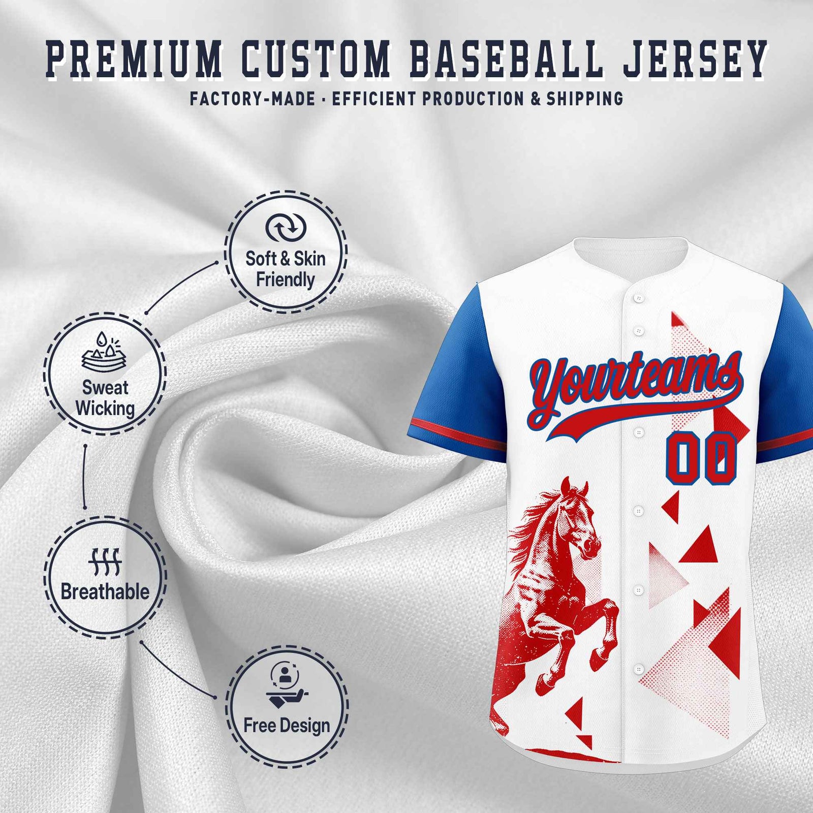 Custom Royal White Raptor Series Raglan Sleeves Lightweight Baseball Jersey
