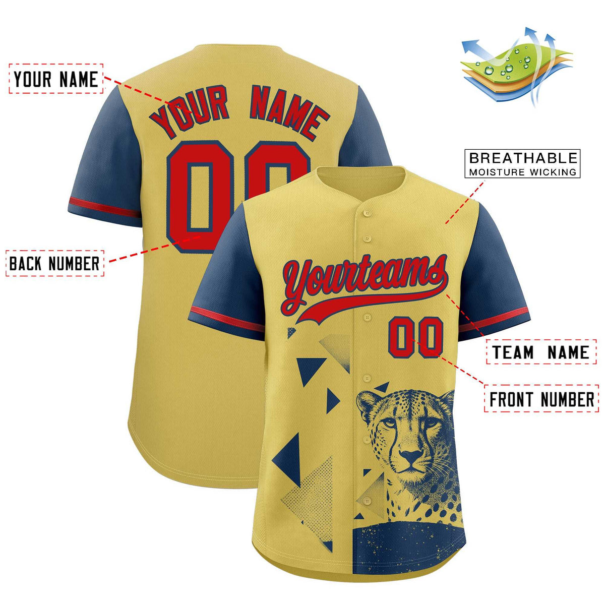 Custom Midnight Blue Old Gold Raptor Series Raglan Sleeves Lightweight Baseball Jersey