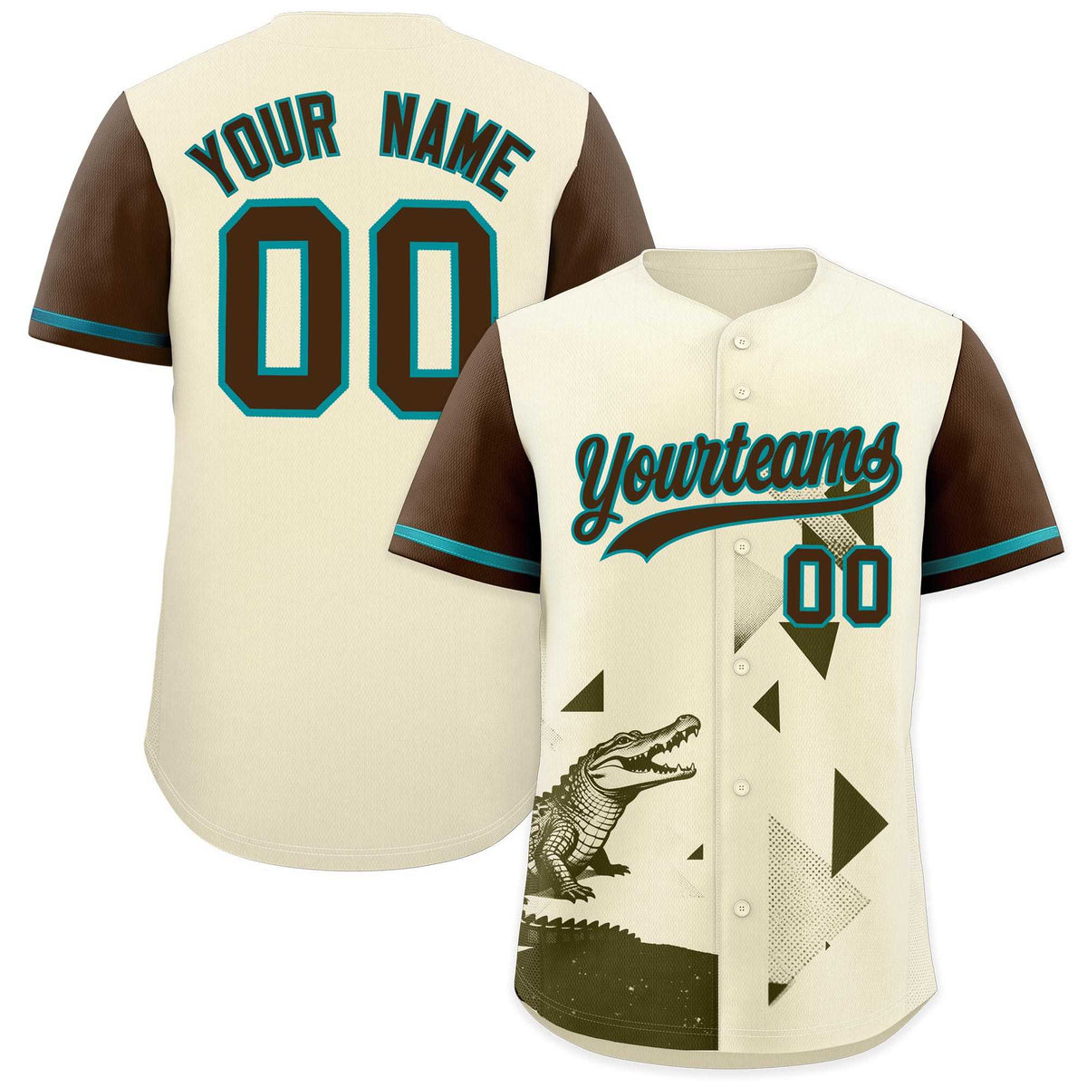 Custom Light Brown Cream Raptor Series Raglan Sleeves Drapable Baseball Jersey