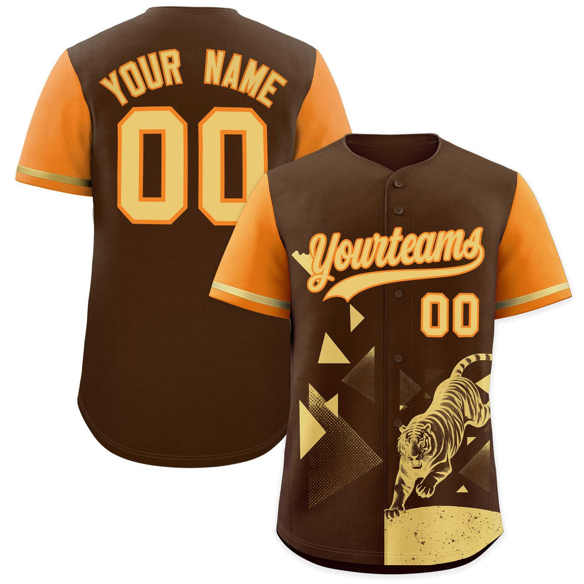 Custom Orange Brown Raptor Series Raglan Sleeves Urban Style Baseball Jersey
