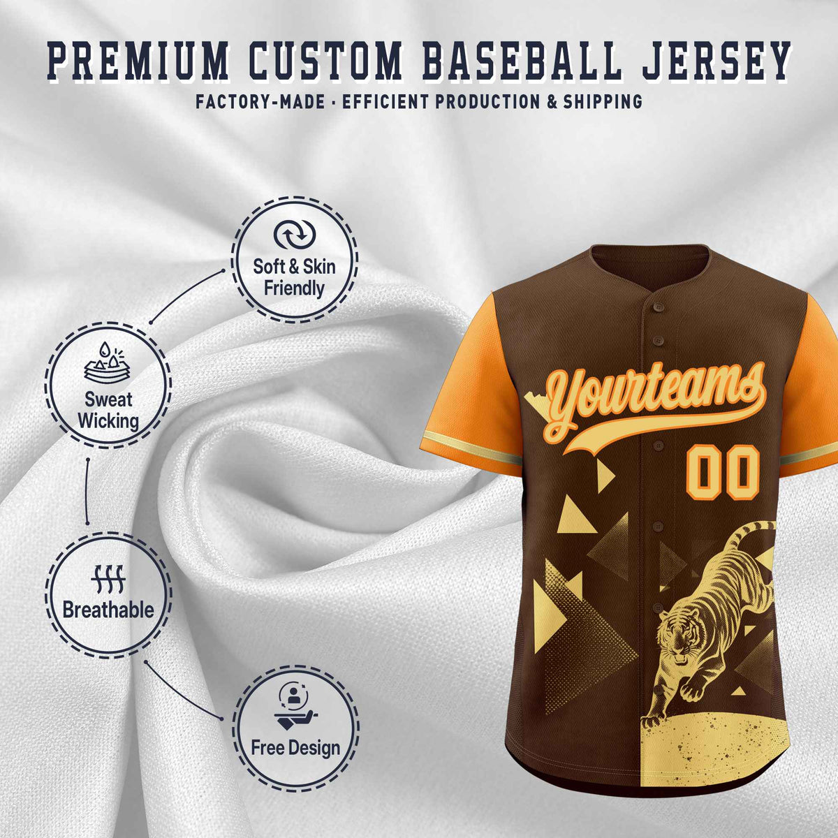 Custom Orange Brown Raptor Series Raglan Sleeves Urban Style Baseball Jersey