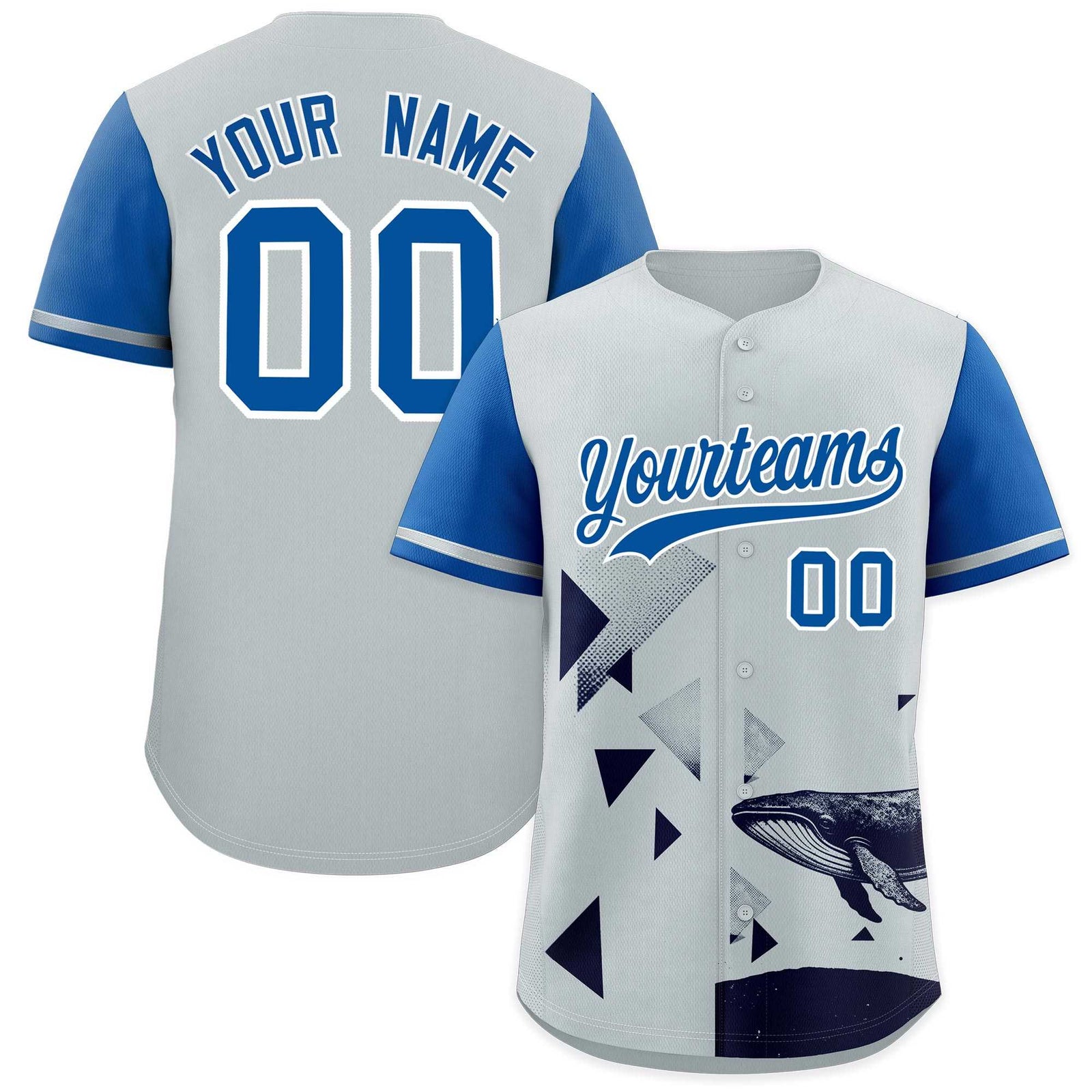 Custom Royal Silver Raptor Series Raglan Sleeves Street Style Baseball Jersey