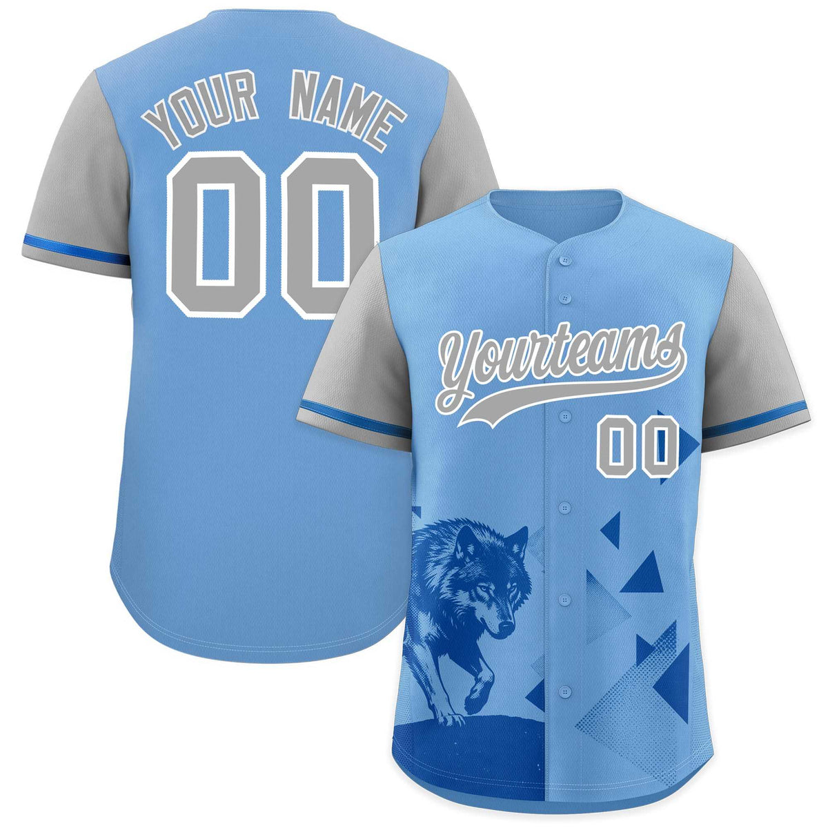Custom Gray Powder Blue Raptor Series Raglan Sleeves Breathable Baseball Jersey