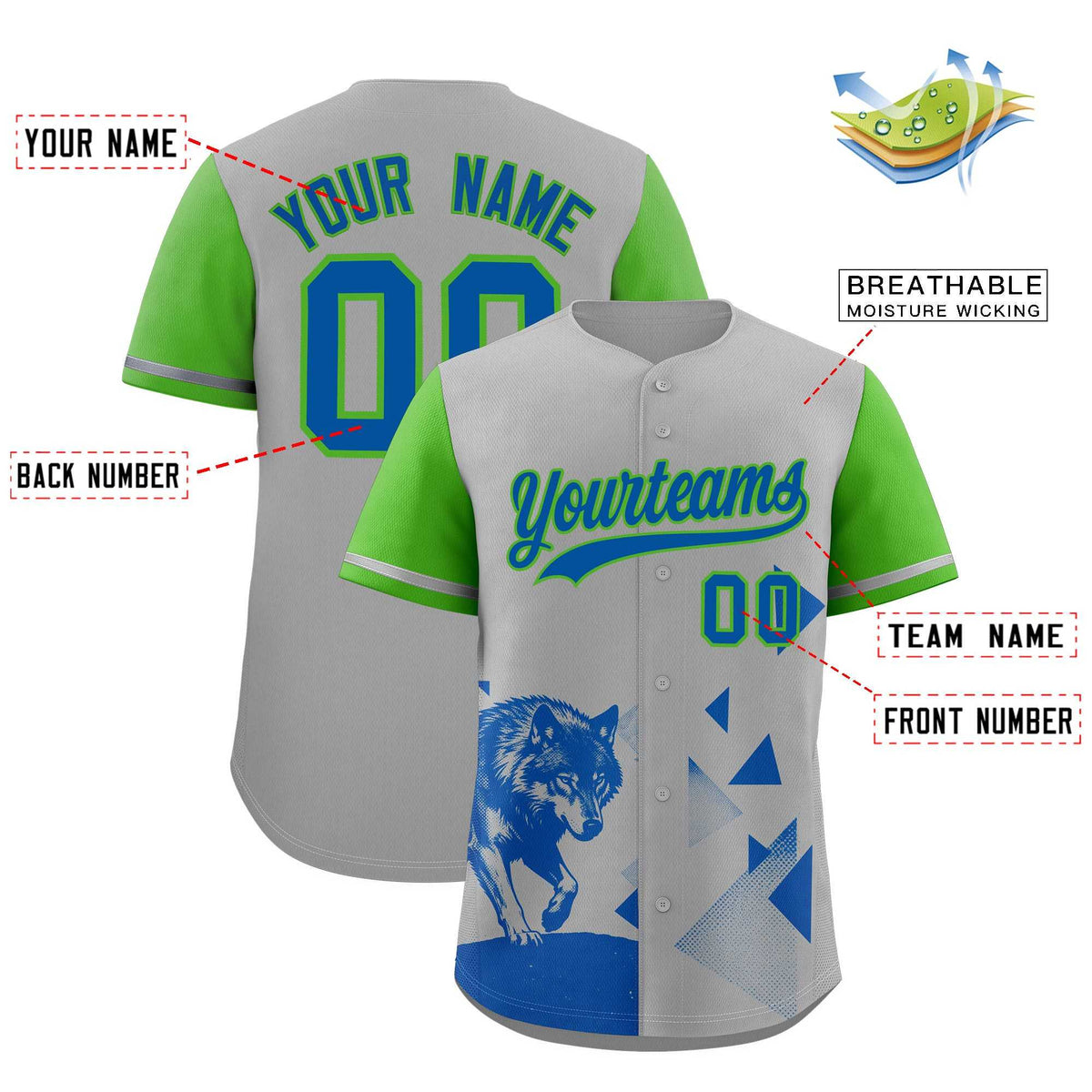 Custom Light Green Gray Raptor Series Raglan Sleeves Street Style Baseball Jersey