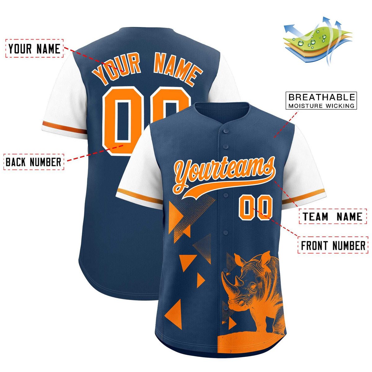 Custom White Midnight Blue Raptor Series Raglan Sleeves Casual Sports Baseball Jersey