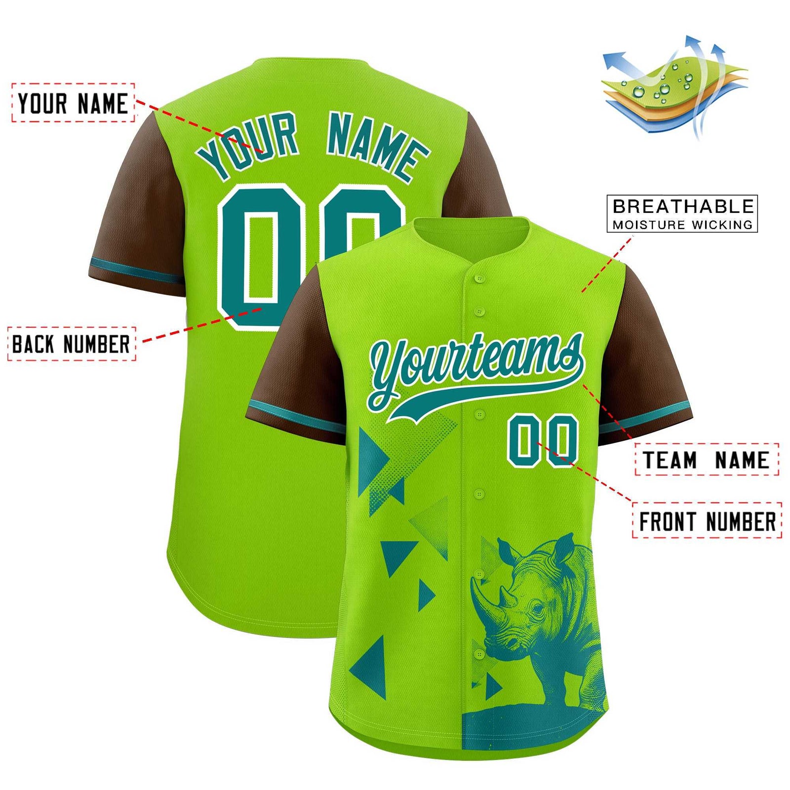 Custom Neon Green Light Brown Raptor Series Raglan Sleeves Urban Style Baseball Jersey